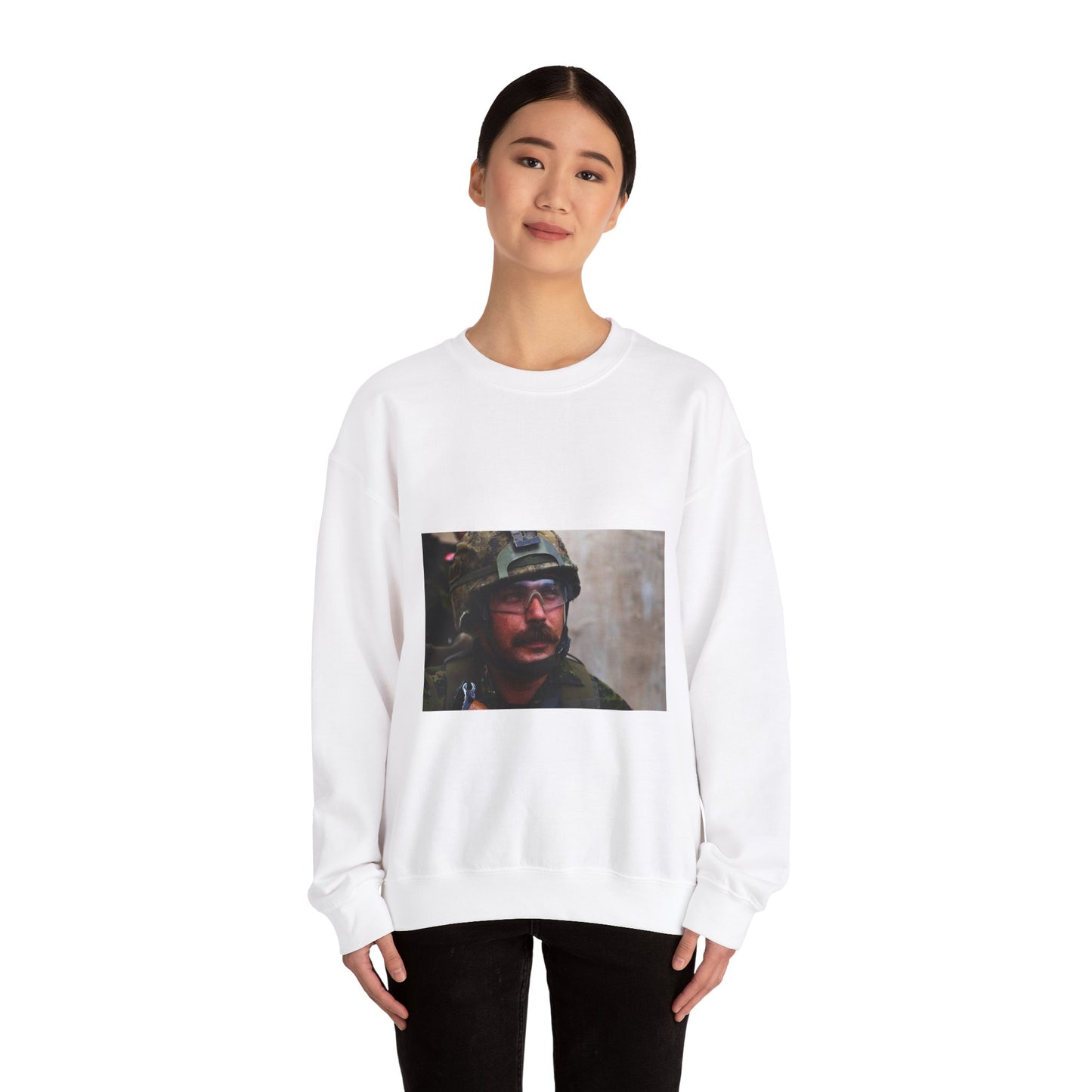Cpl. Dean Disotell, a heavy-machine gunner with Company White Heavy Blend Adult Crew Neck SweatShirt
