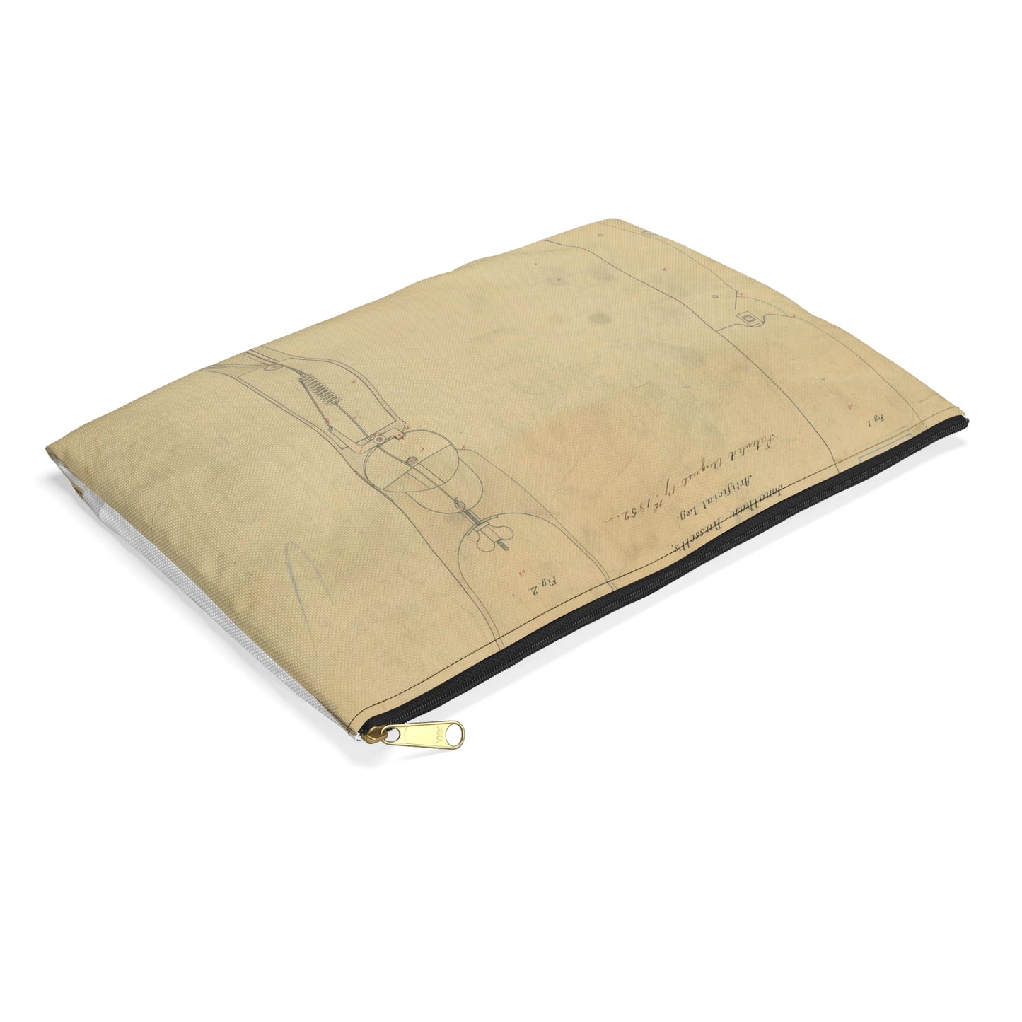 Patent drawing - for Jonathan Russell's Artificial Leg Public domain image Large Organizer Pouch with Black Zipper