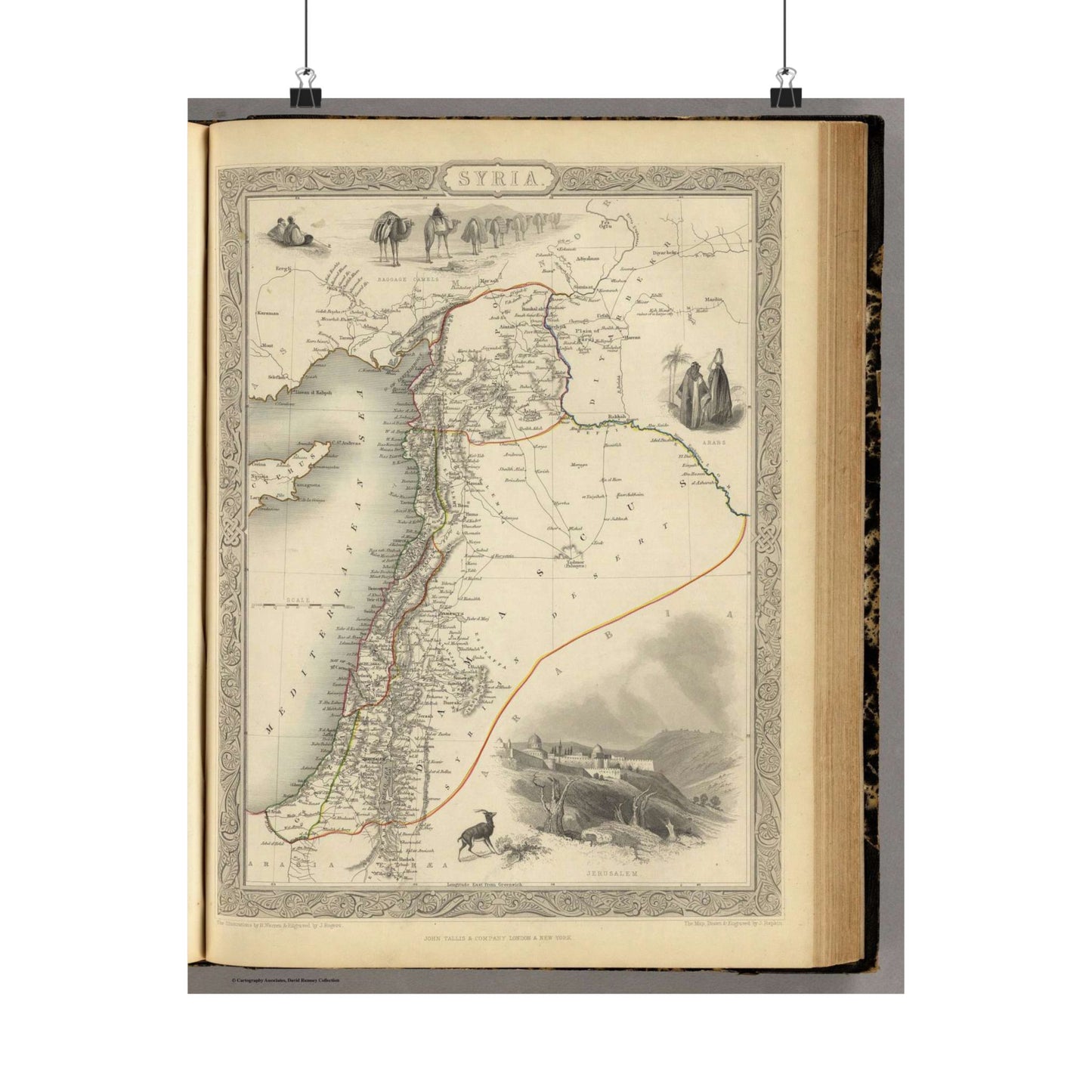 1851 Henry Warren Map of Syria - Public domain old map High Quality Matte Wall Art Poster for Home, Office, Classroom