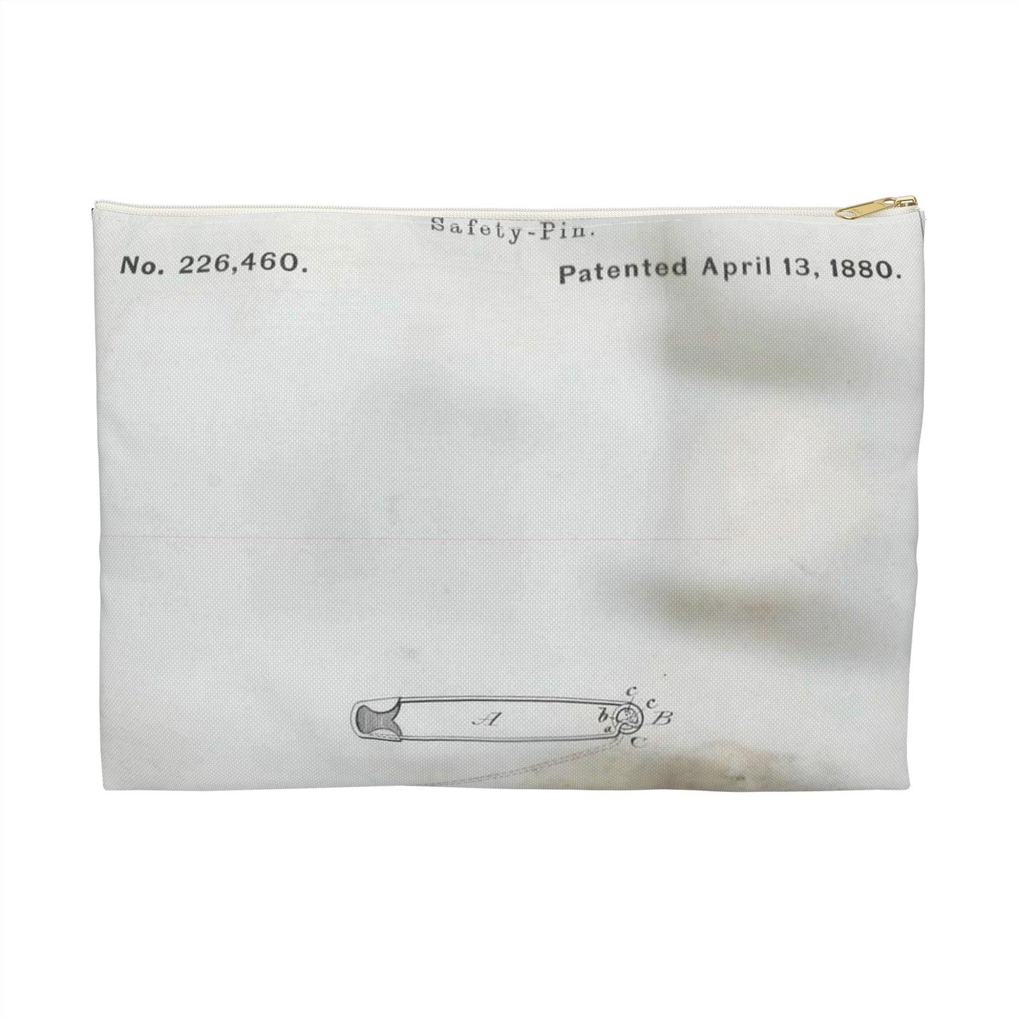 Patent drawing - for A. M. Smith's Safety Pin Public domain image Large Organizer Pouch with Black Zipper