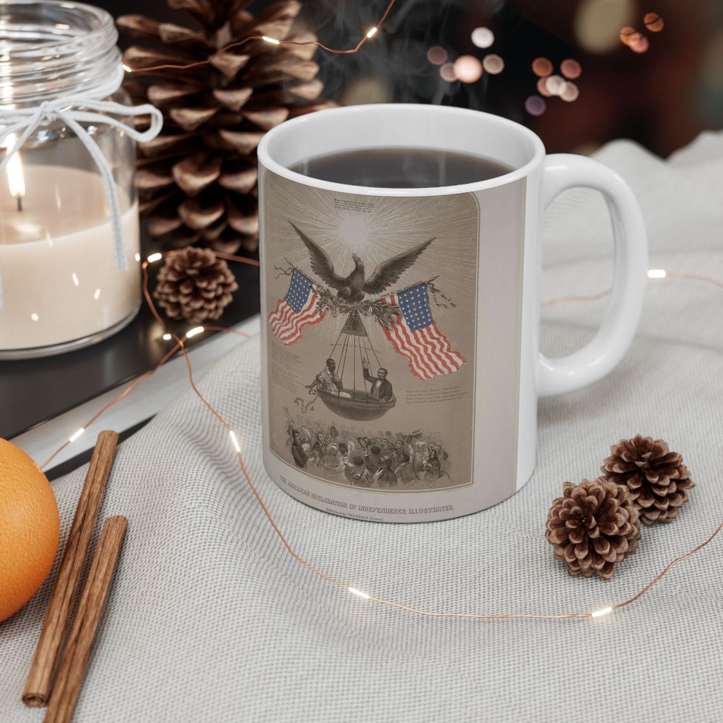 The American Declaration of Independence illustrated / Fabronious ; designed by R. Thayer ; L. Prang & Co. Lith., Boston. Beautiful Novelty Ceramic Coffee Mug 11oz