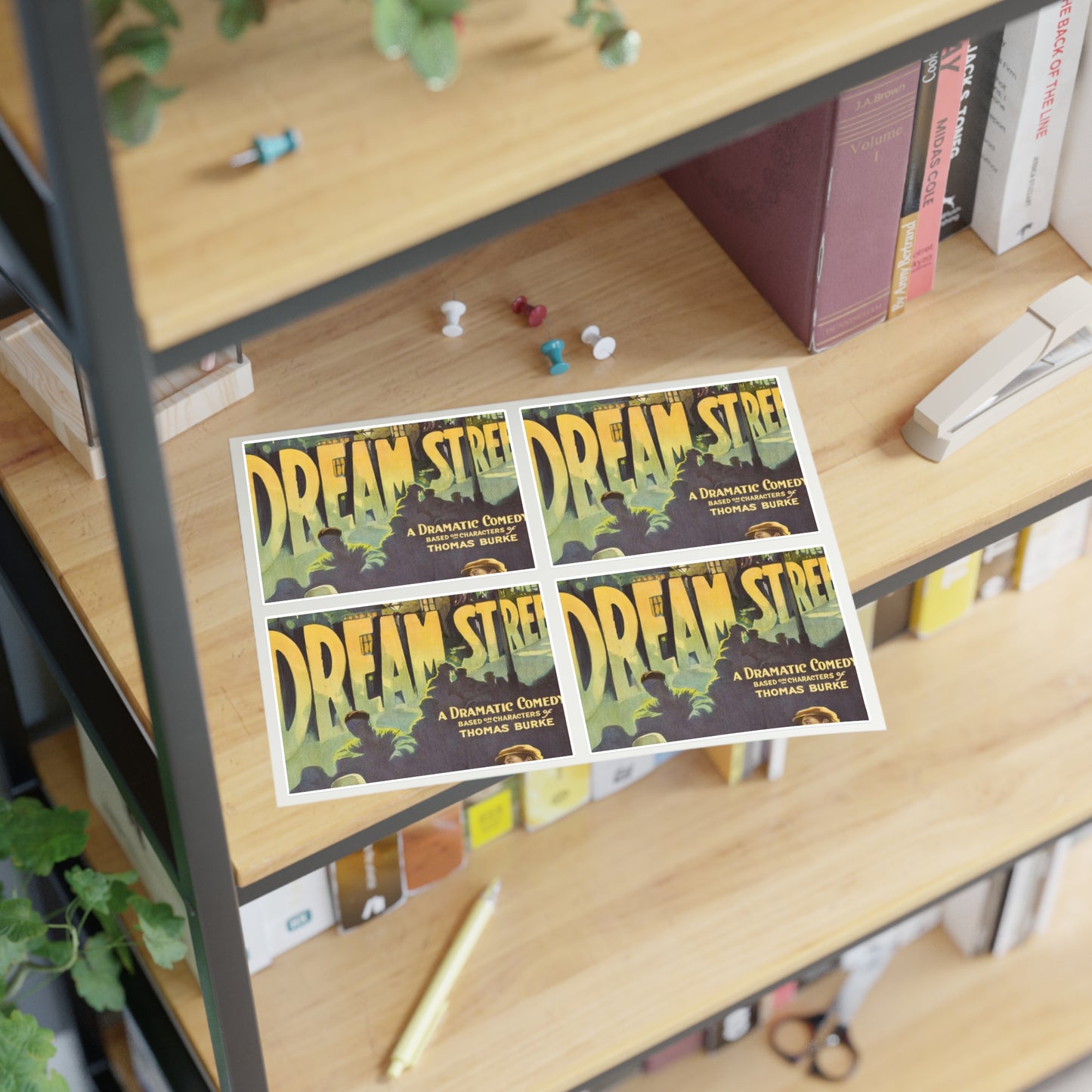 Poster - Dream Street - Public domain lithograph Laminated UV Protective Vinyl Stickers