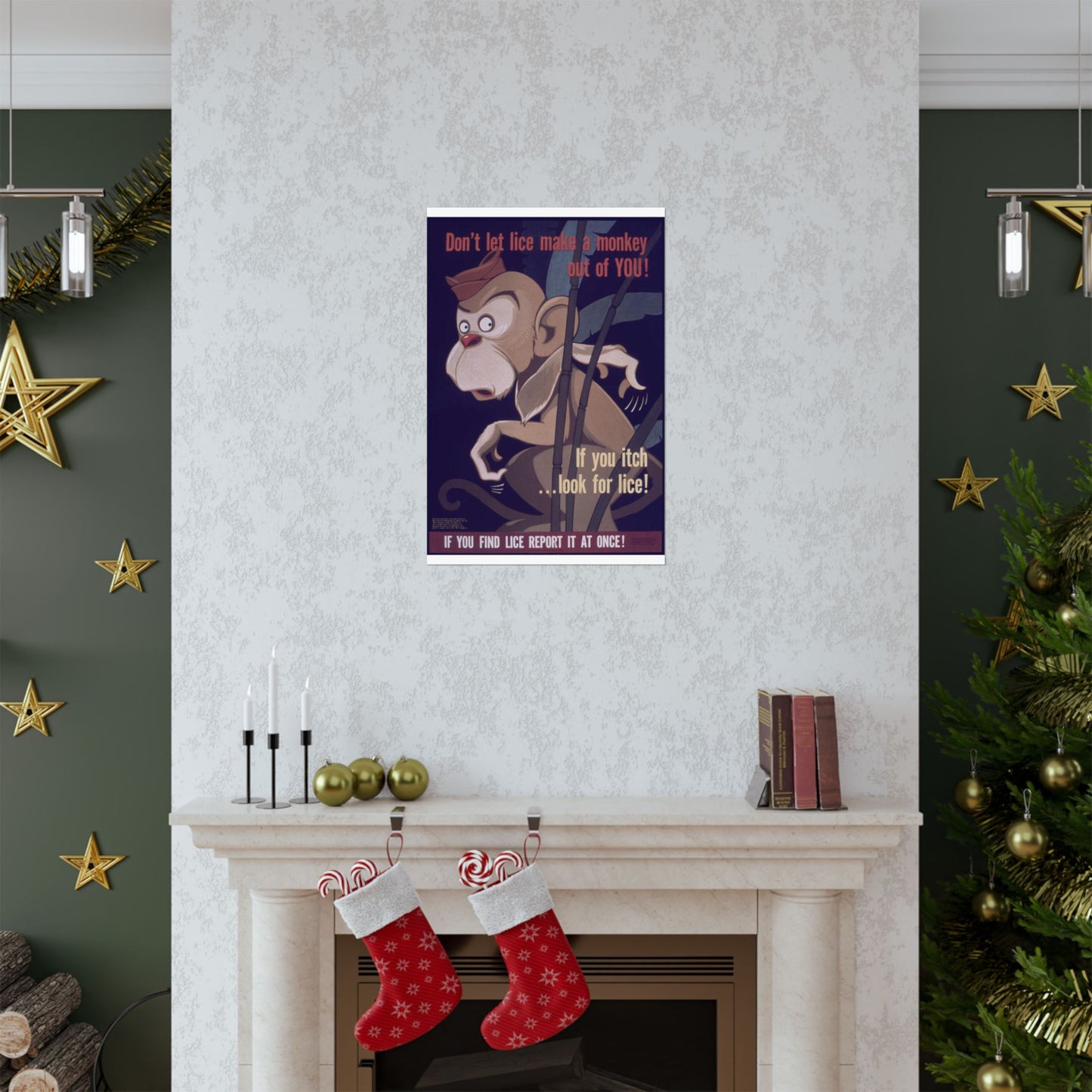 "Don't Let Lice Make a Monkey out of You^ If You Itch...Look for Lice^ If You Find Lice Report it at Once" - NARA - 514159 High Quality Matte Wall Art Poster for Home, Office, Classroom