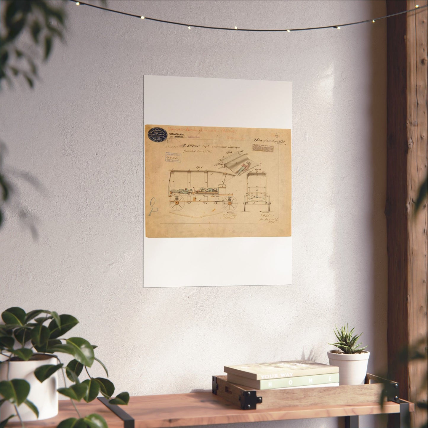 Patent drawing - Drawing of Improved Ambulance Carriage Public domain image High Quality Matte Wall Art Poster for Home, Office, Classroom