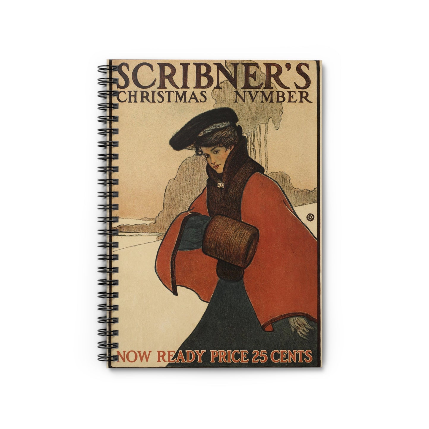 Poster - Scribner's Christmas number - Public domain lithograph Spiral Bound Ruled Notebook with Printed Cover