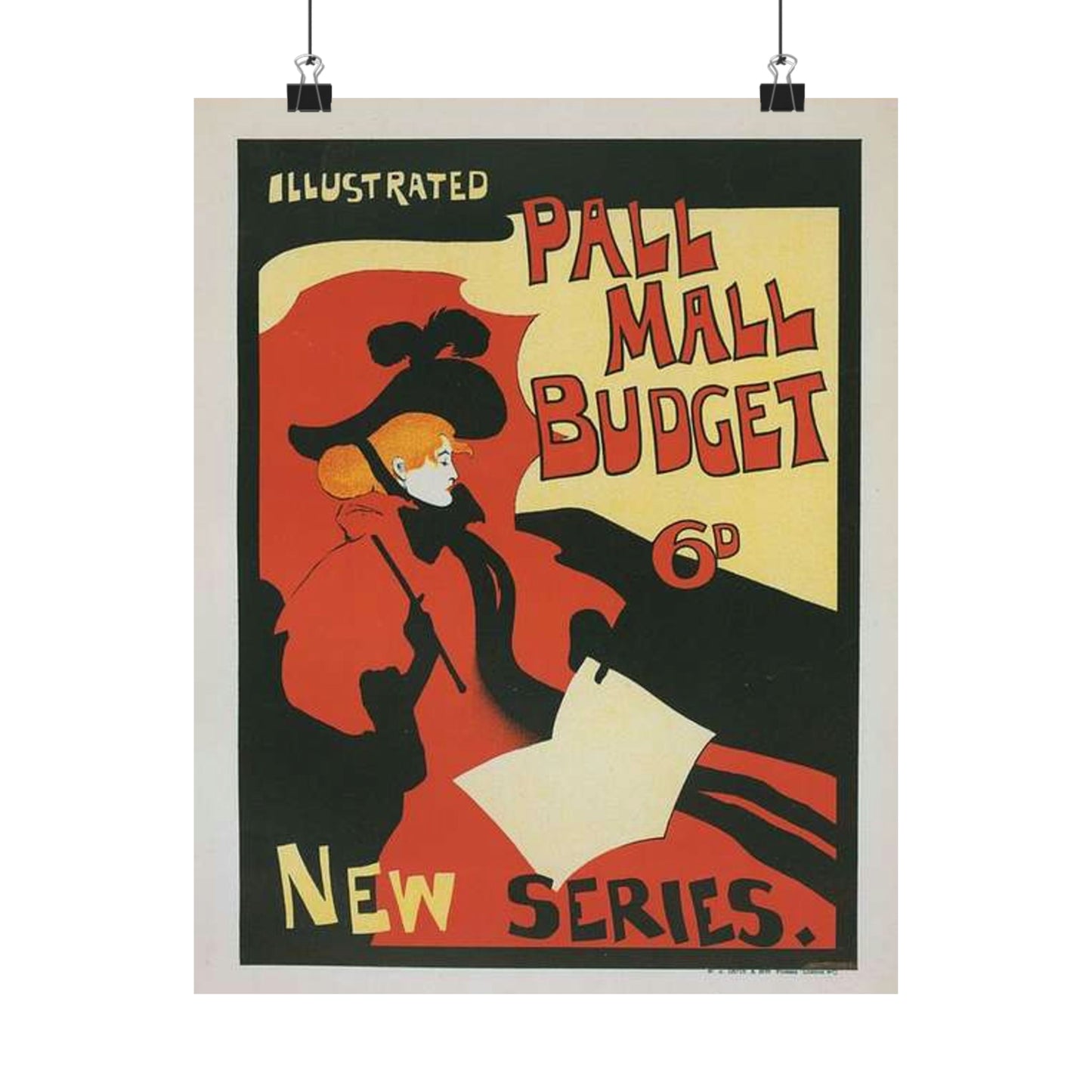 Affiche anglaise pour la revue hebdomadaire "Illustrated Pall Mall Budget". High Quality Matte Wall Art Poster for Home, Office, Classroom