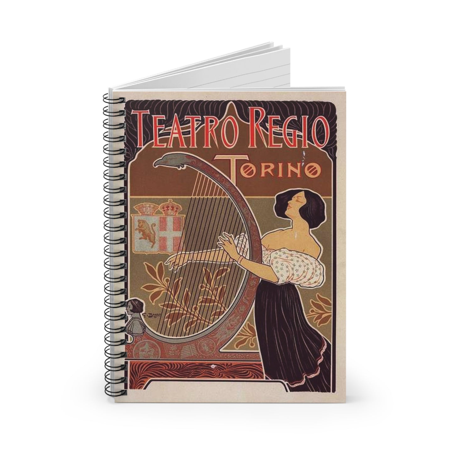 Affiche italienne pour le "Théâtre royal de Turin" Spiral Bound Ruled Notebook with Printed Cover