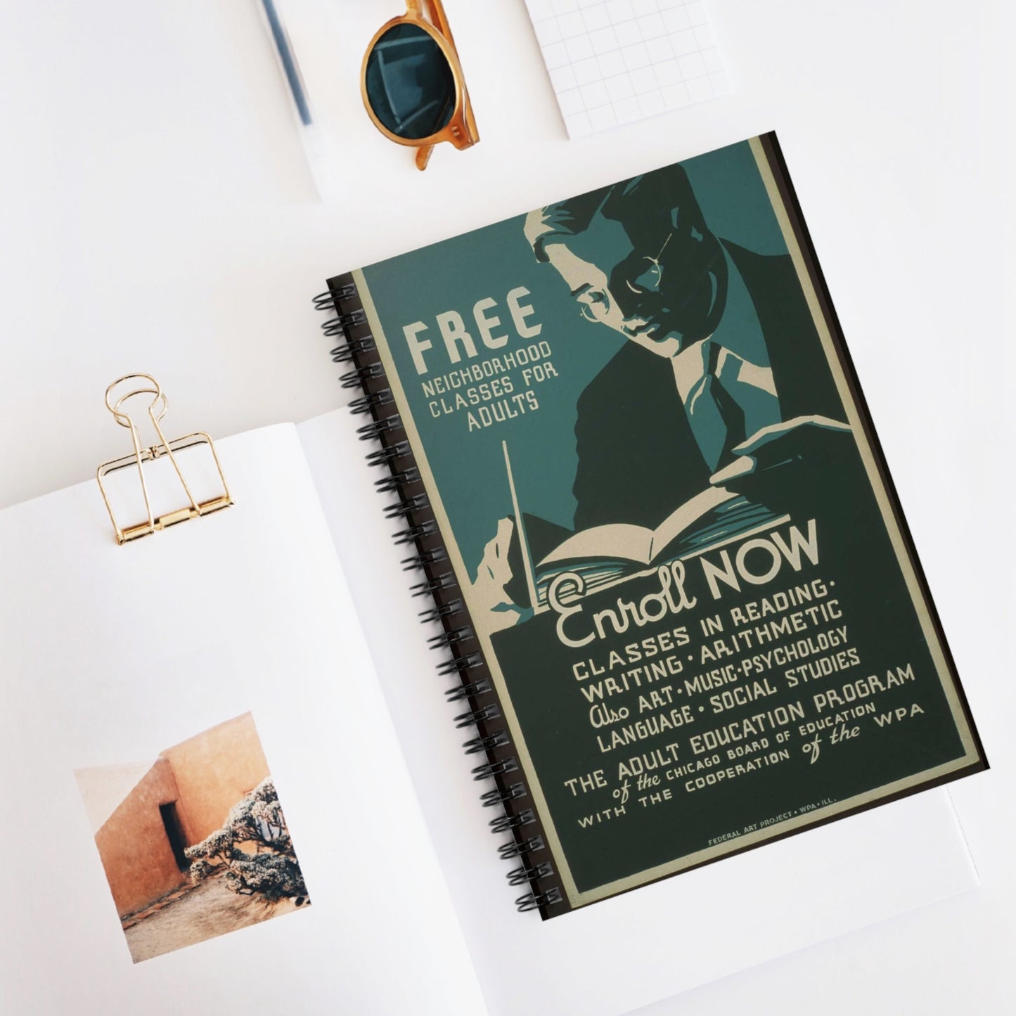Free neighborhood classes for adults Enroll now : Classes in reading - writing - arithmetic - also art - music - psychology - language - social studies. Spiral Bound Ruled Notebook with Printed Cover