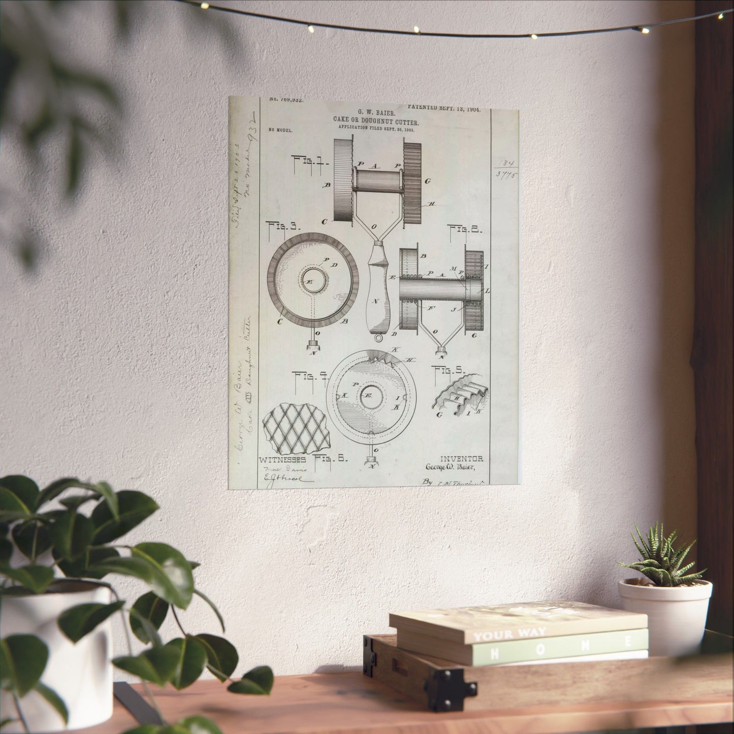 Patent Drawing of Engine - for G. W. Baier's Cake or Doughnut Cutter Public domain image High Quality Matte Wall Art Poster for Home, Office, Classroom