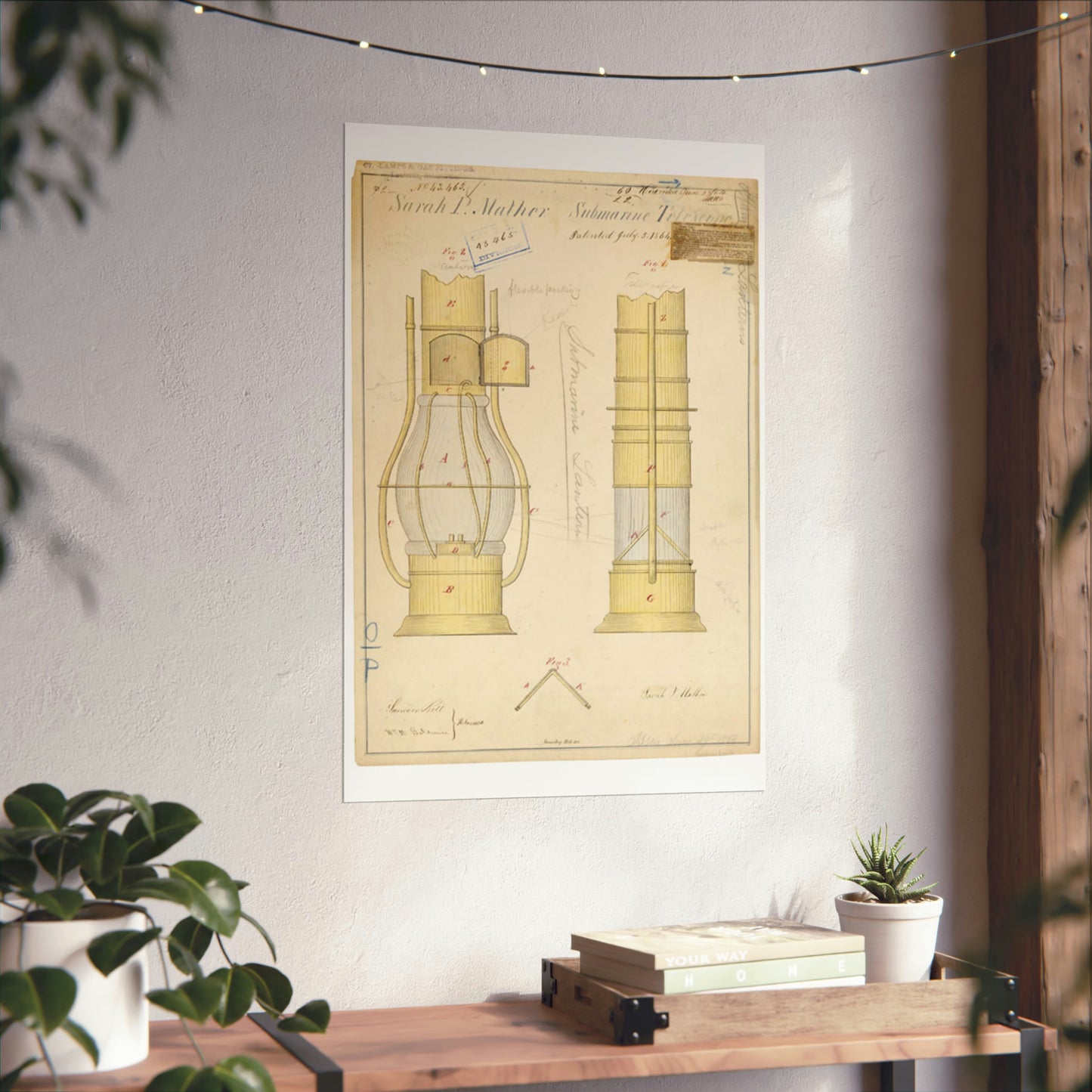 Patent drawing - Drawing of Submarine Telescope Public domain image High Quality Matte Wall Art Poster for Home, Office, Classroom