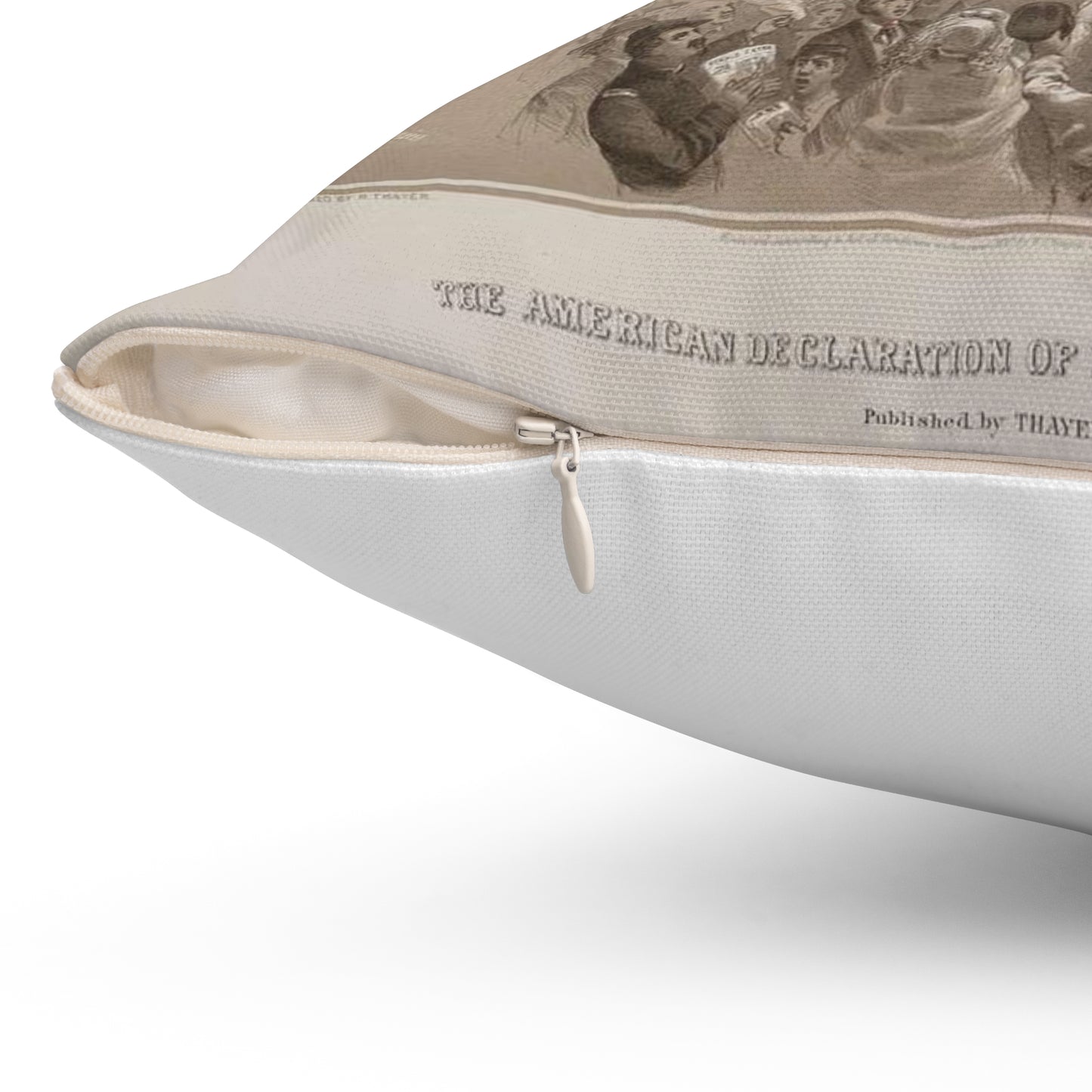 The American Declaration of Independence illustrated / Fabronious ; designed by R. Thayer ; L. Prang & Co. Lith., Boston. Decorative Accent Square Pillow