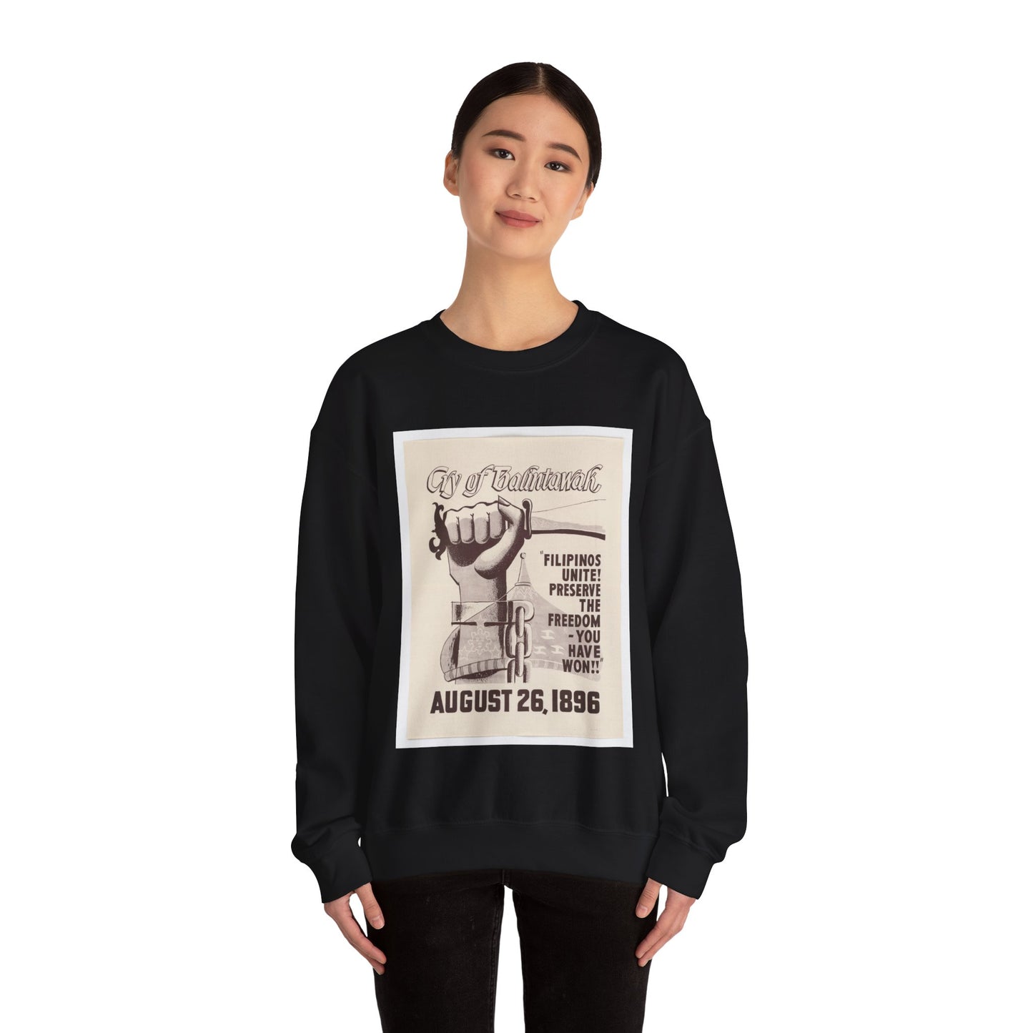 Cry of Balintawak - Drawing. Public domain image. Black Heavy Blend Adult Crew Neck SweatShirt