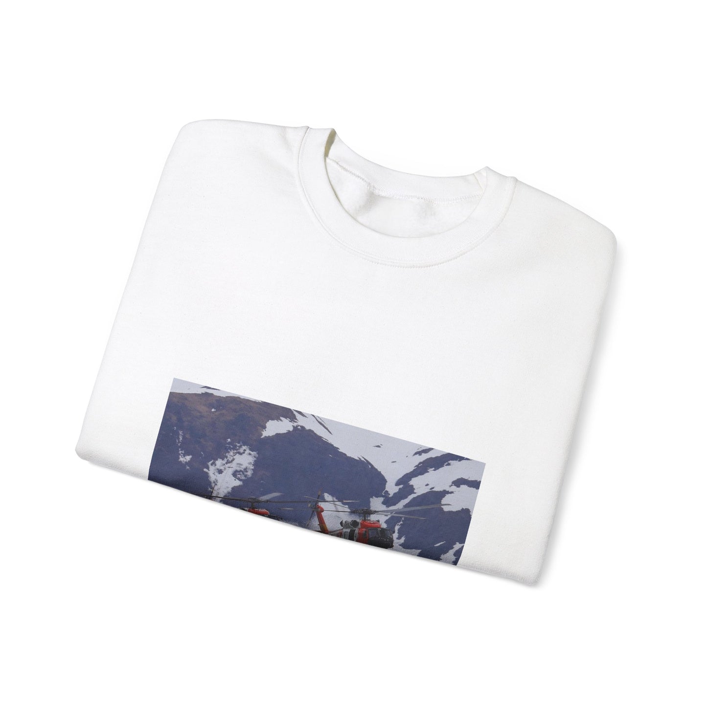 Two Coast Guard Air Station Sitka MH-60 Jayhawk helicopter White Heavy Blend Adult Crew Neck SweatShirt