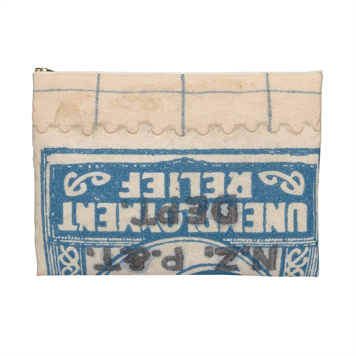 Six penny Unemployment Relief stamp overprinted 'Specimen' Large Organizer Pouch with Black Zipper