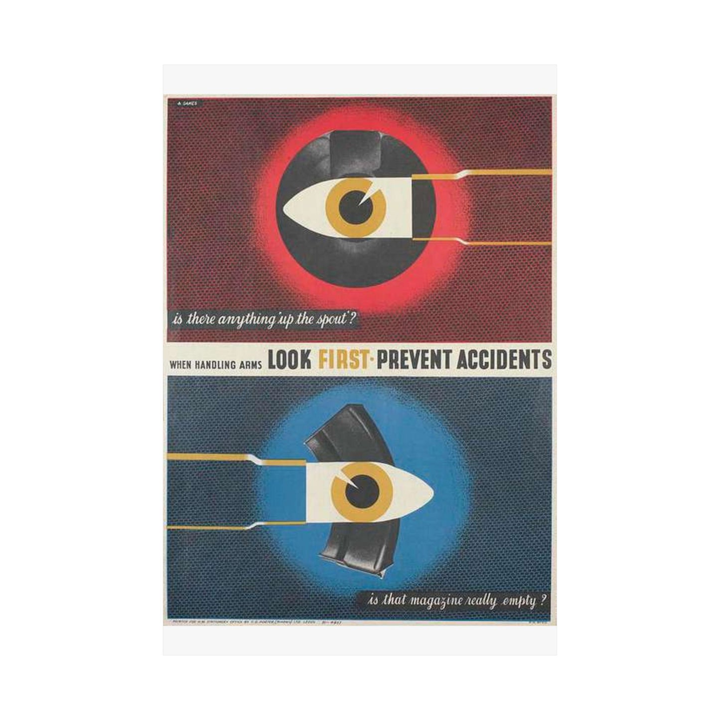 When Handling Arms Look First - Prevent Accidents Art.IWMPST2895 High Quality Matte Wall Art Poster for Home, Office, Classroom