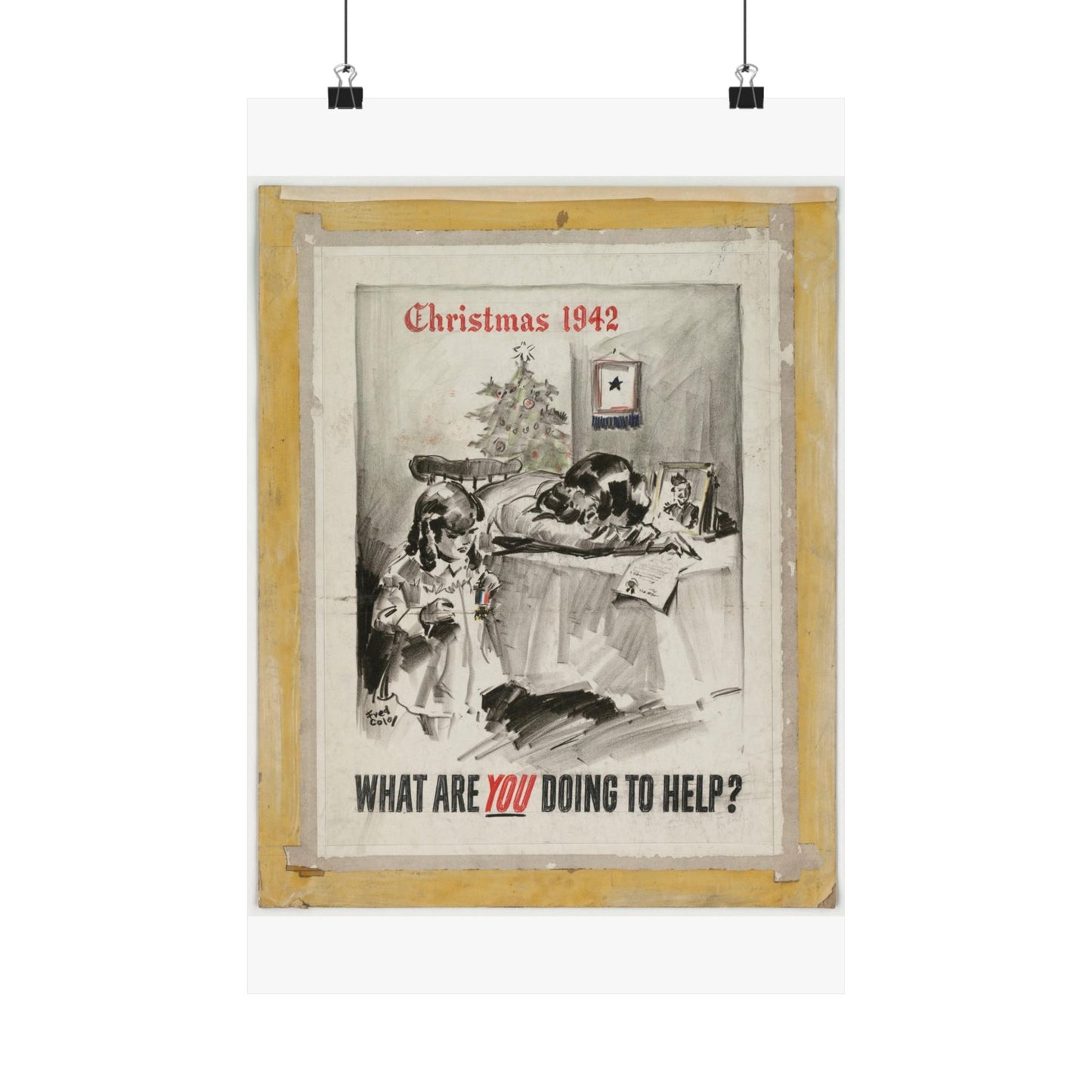 What Are You Doing to Help? Christmas 1942 High Quality Matte Wall Art Poster for Home, Office, Classroom