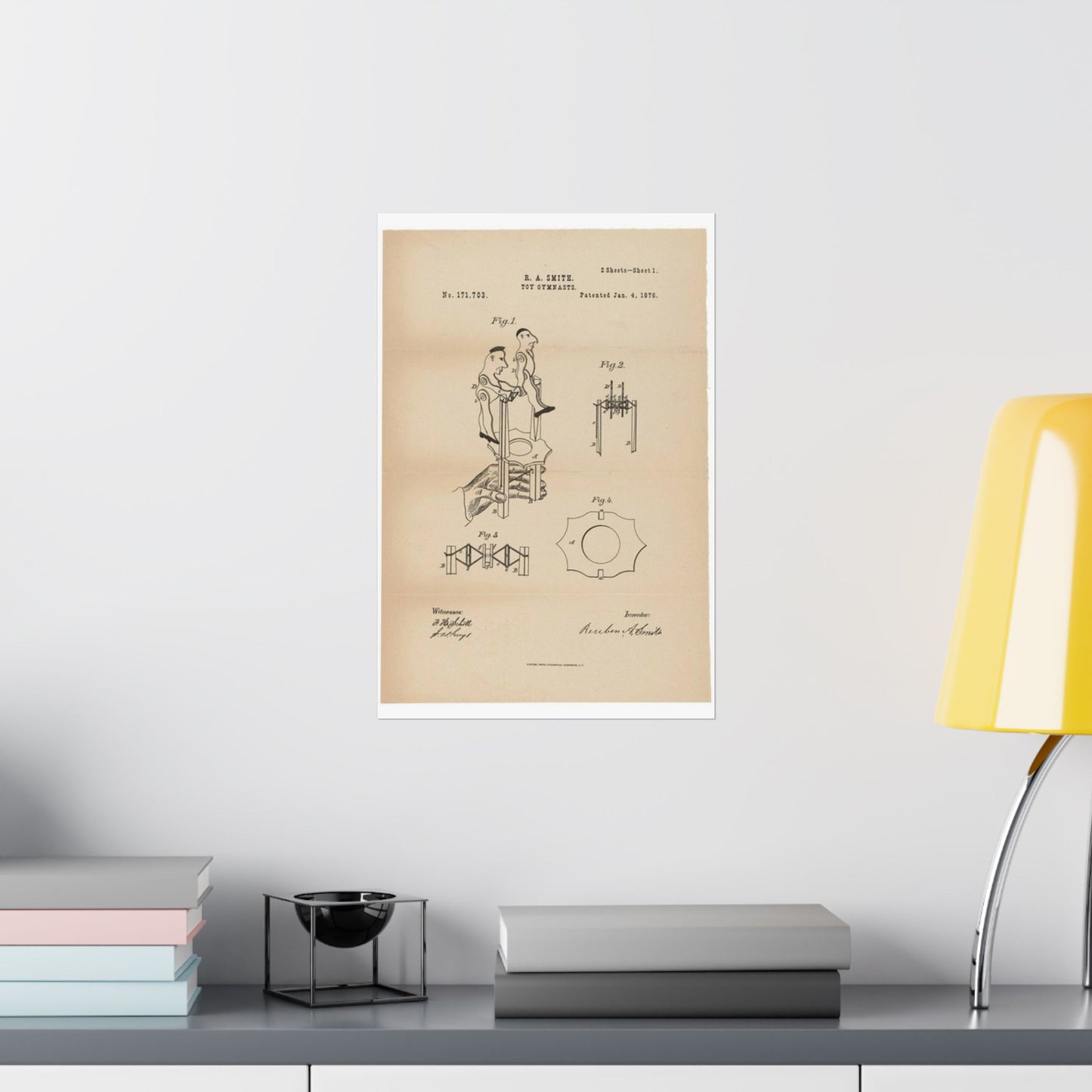 Patent drawing - for a Toy Gymnast Public domain image High Quality Matte Wall Art Poster for Home, Office, Classroom