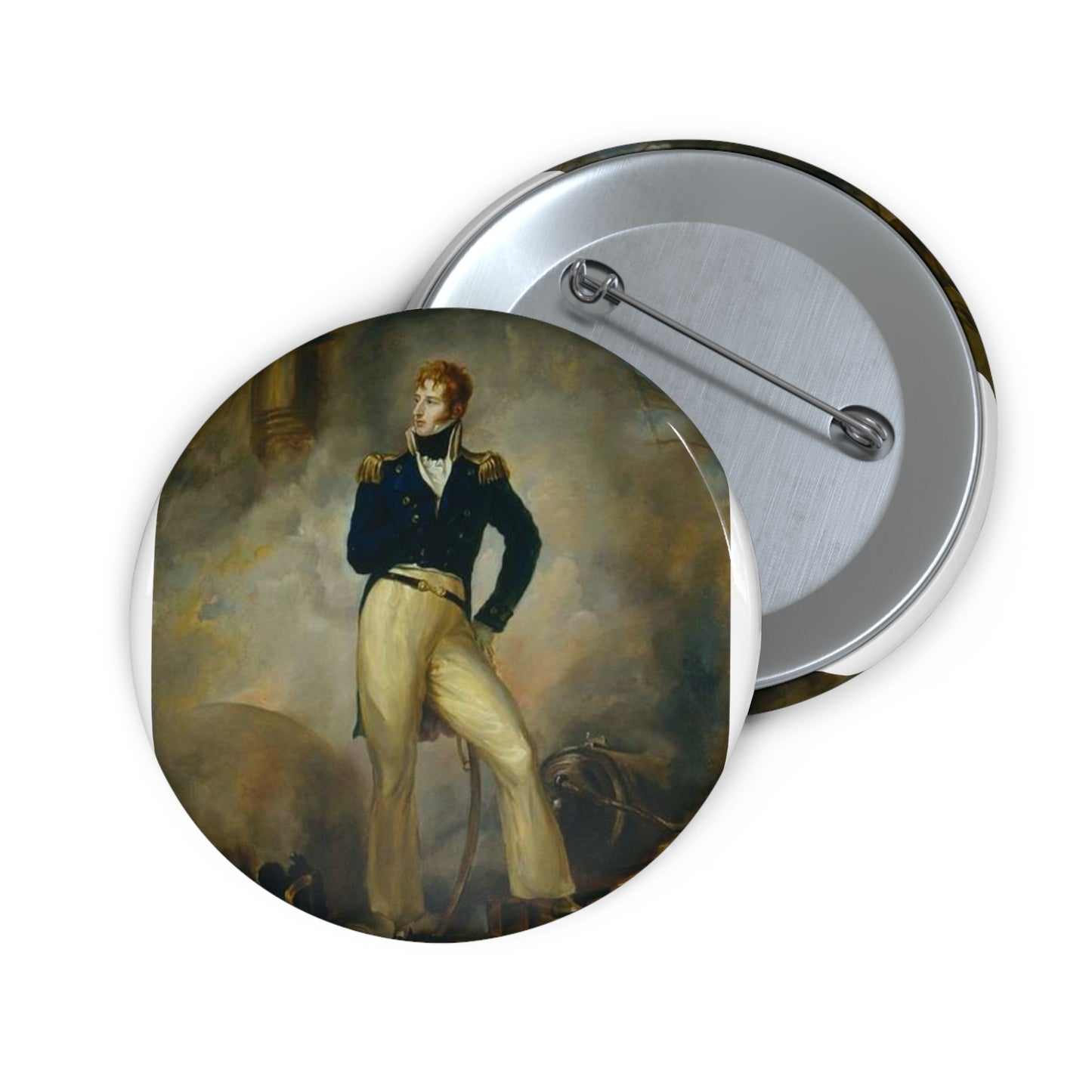 Lord Cochrane 1807 - Public domain painting Pin Buttons with Crisp Design