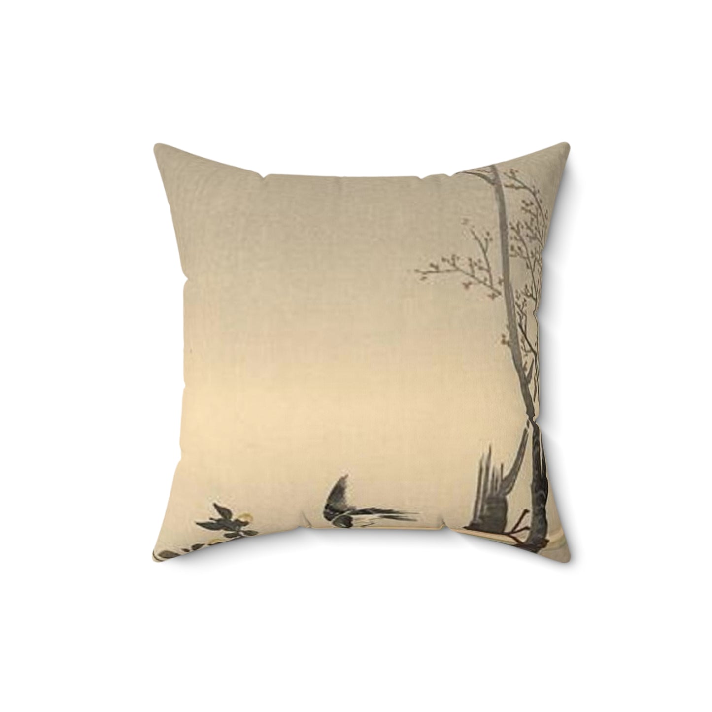 Koson - stonechat, Ohara Koson Decorative Accent Square Pillow
