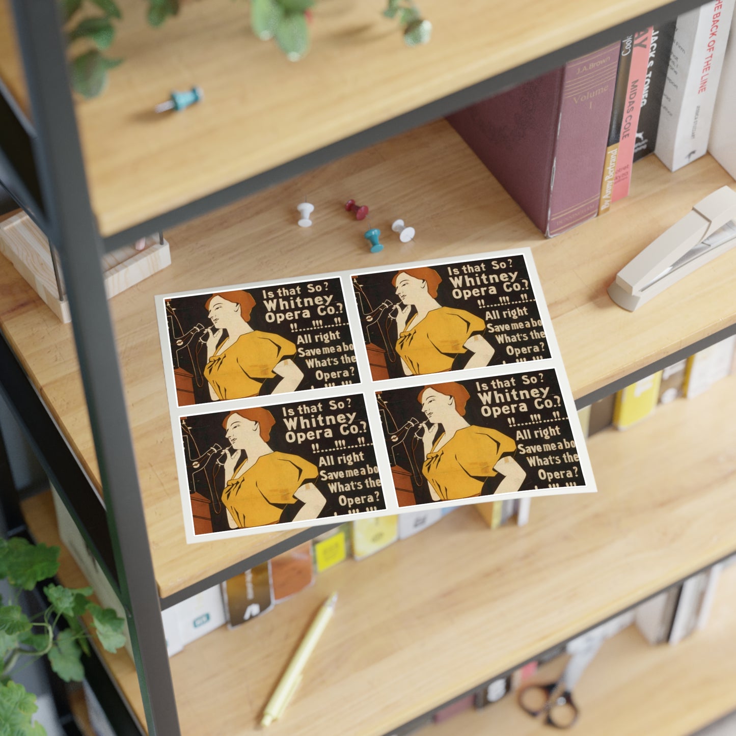 Hello! Hello! Is that so? Whitney Opera Co.? All right save me a box. What's the opera? A Normandy wedding. That's funny! Be sure and save the box Laminated UV Protective Vinyl Stickers