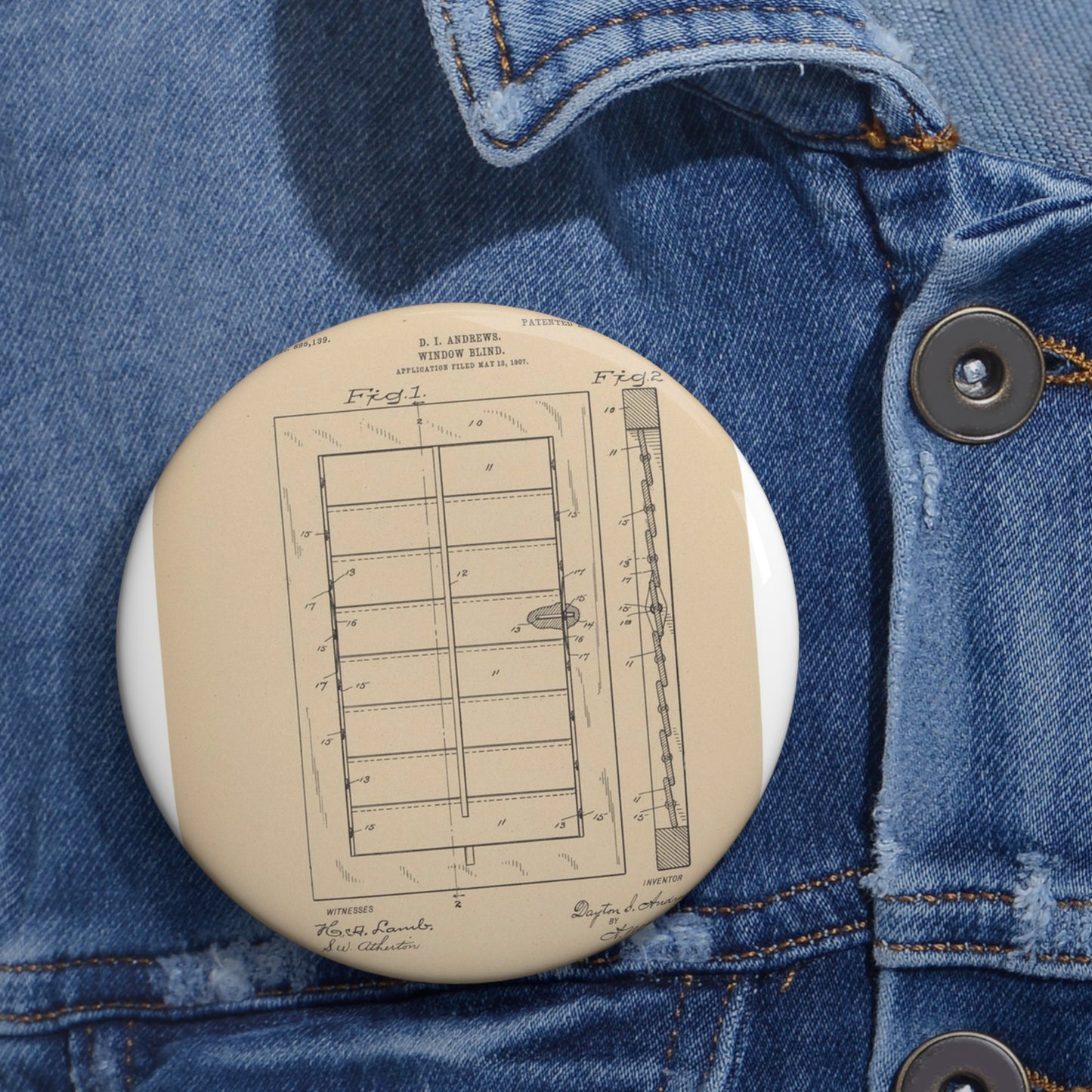 Patent Drawing of Engine - for a Window Blind Public domain image Pin Buttons with Crisp Design