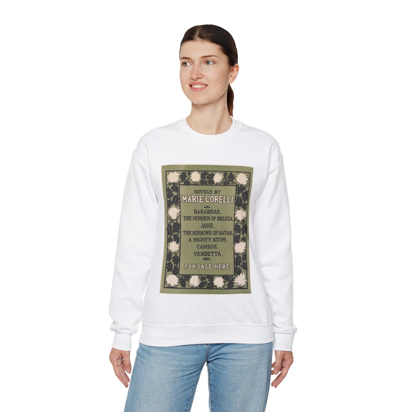 Novels by Marie Corelli, Art Nouveau poster White Heavy Blend Adult Crew Neck SweatShirt