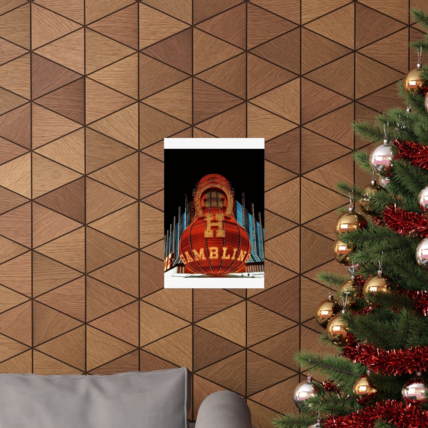 Neon sign at the Horseshoe Casino, Las Vegas, Nevada High Quality Matte Wall Art Poster for Home, Office, Classroom
