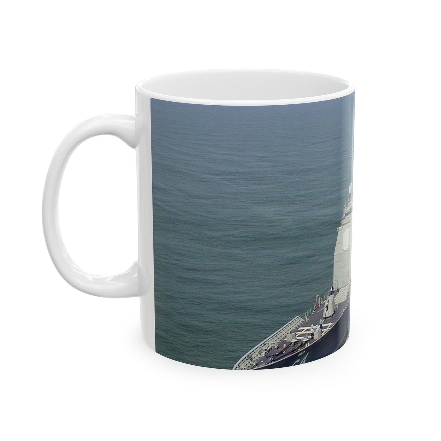 Aerial port bow view of the guided missile cruiser USS GETTYSBURG (CG 64) underway off Fort Story, Virginia Beautiful Novelty Ceramic Coffee Mug 11oz