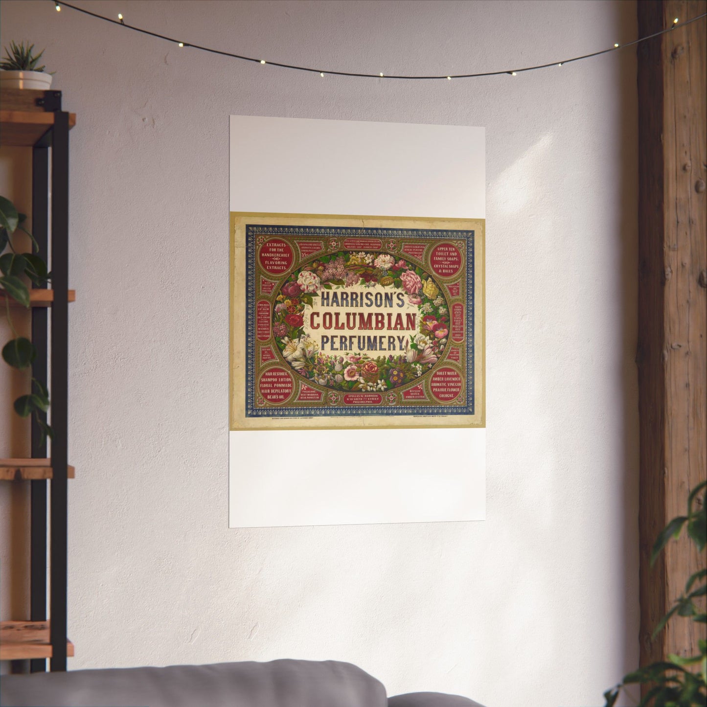 Harrison's Columbian perfumery / Designed and drawn on stone by Alphonse Bigot. High Quality Matte Wall Art Poster for Home, Office, Classroom