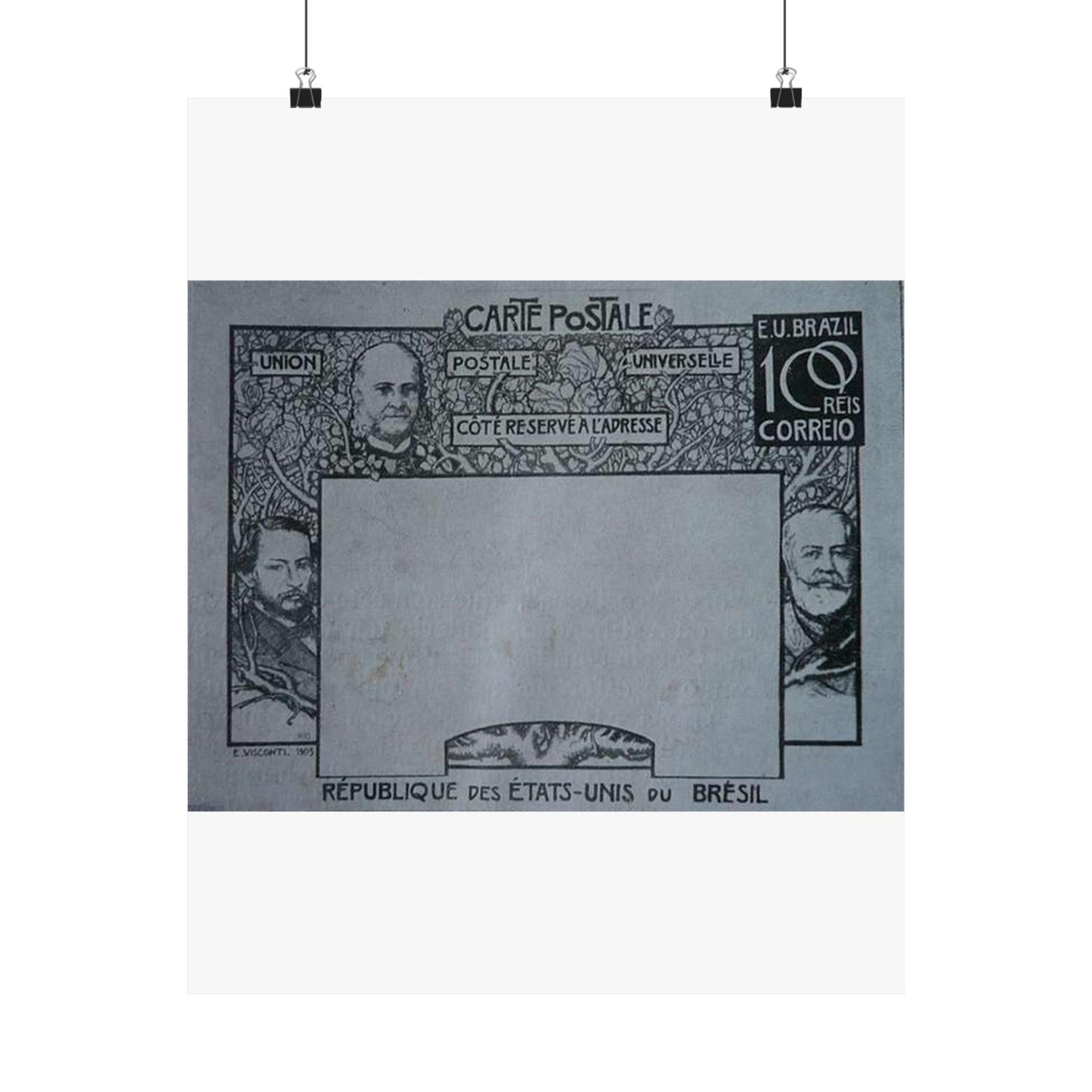 EliseuVisconti-D857-Bilhete postal para o exterior – A Evolução Histórica do Brasil – Projeto para bilhete postal integrante da coleção vencedora do Concurso dos Correios de 1904 High Quality Matte Wall Art Poster for Home, Office, Classroom