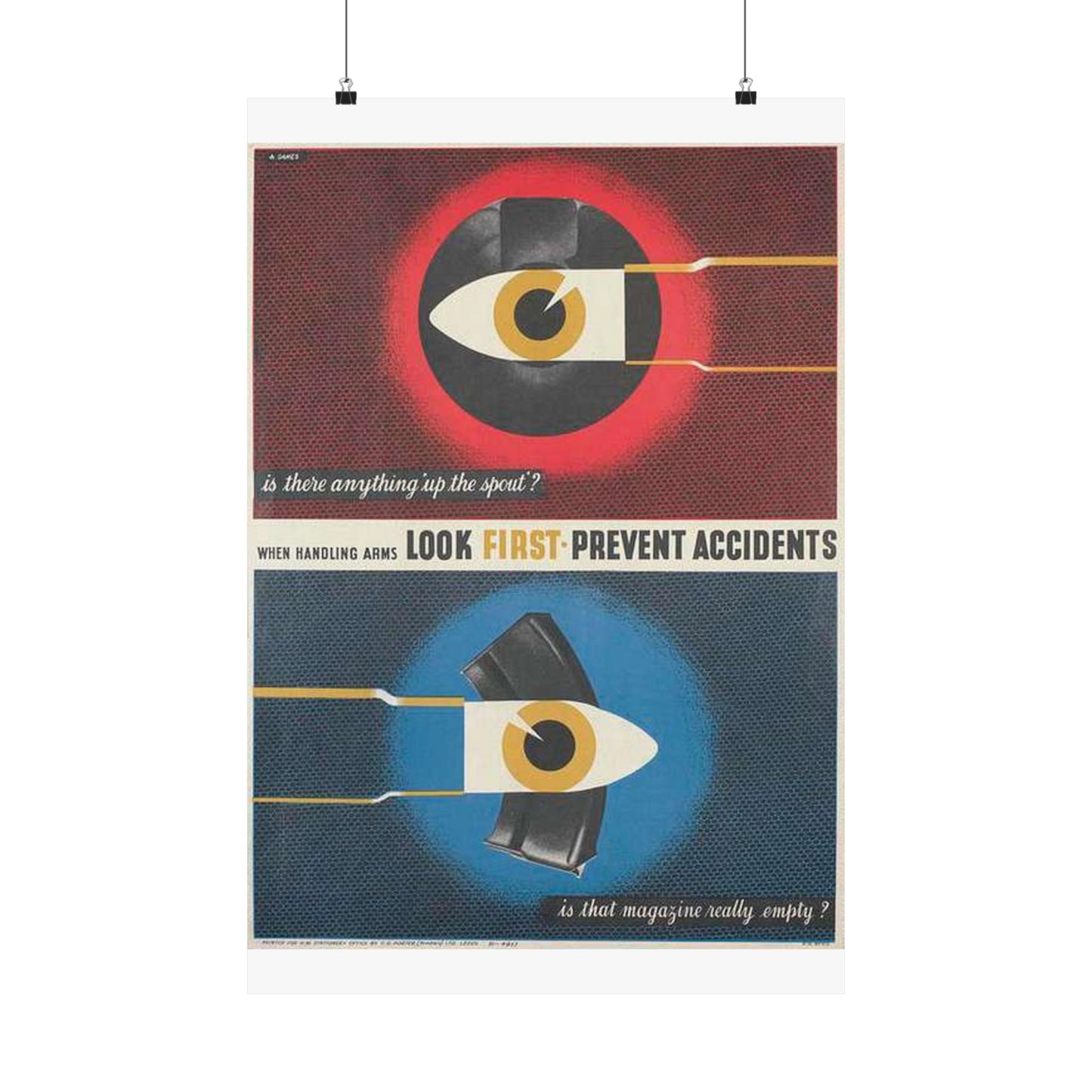 When Handling Arms Look First - Prevent Accidents Art.IWMPST2895 High Quality Matte Wall Art Poster for Home, Office, Classroom
