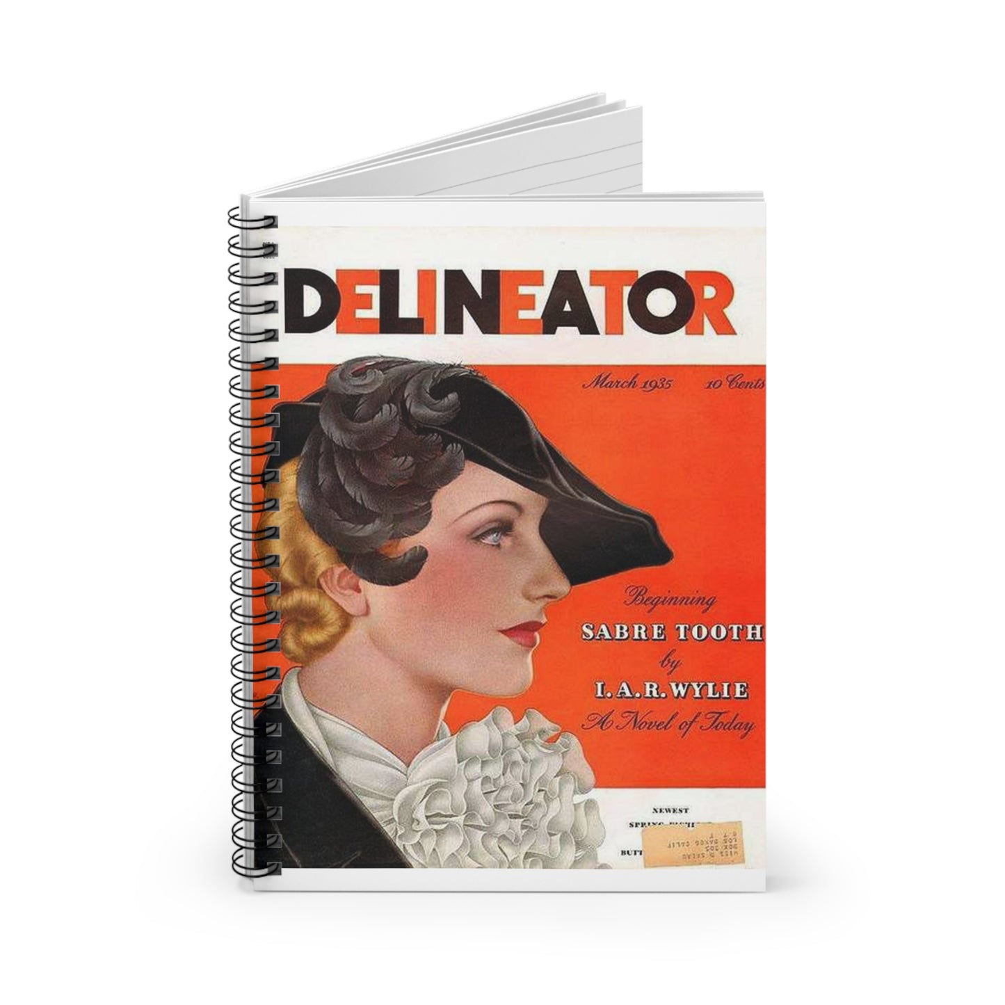 Delineator 1935-03 - Art Deco public domain image Spiral Bound Ruled Notebook with Printed Cover