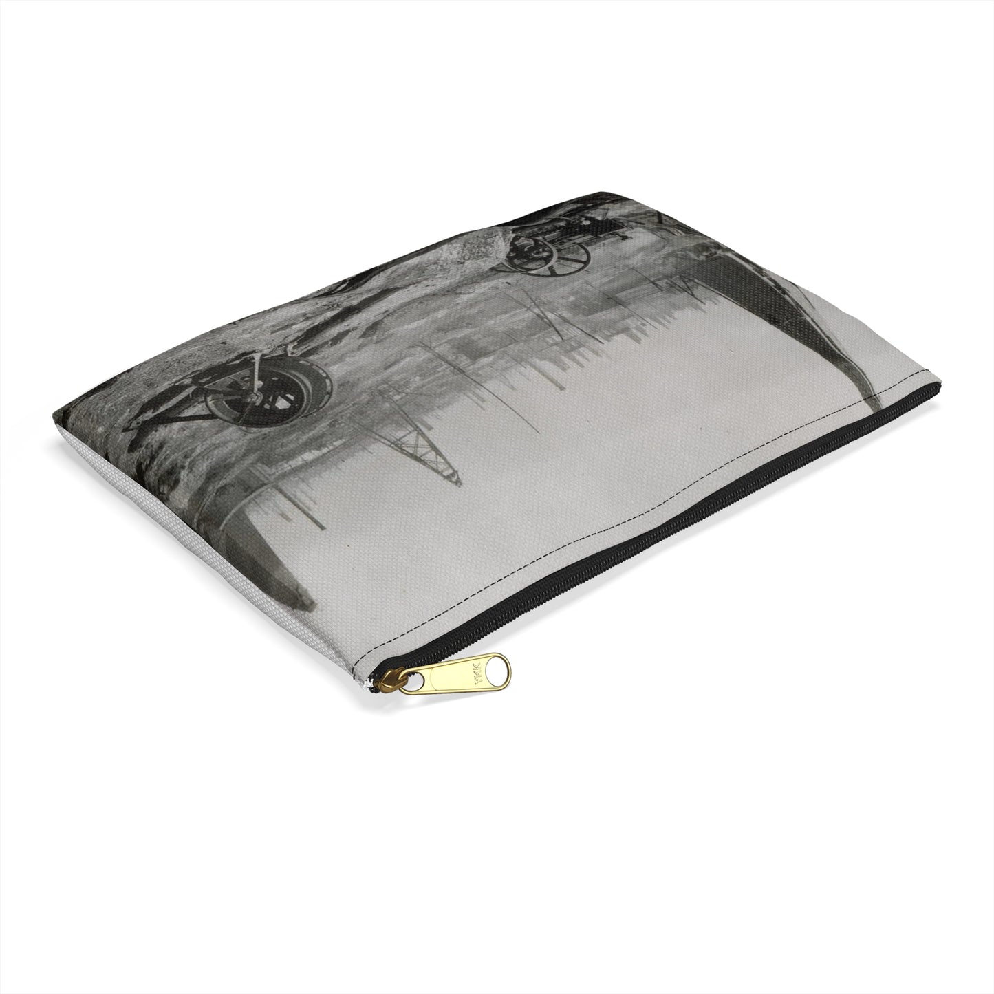 Baku. Oil production. - Drawing. Public domain image. Large Organizer Pouch with Black Zipper