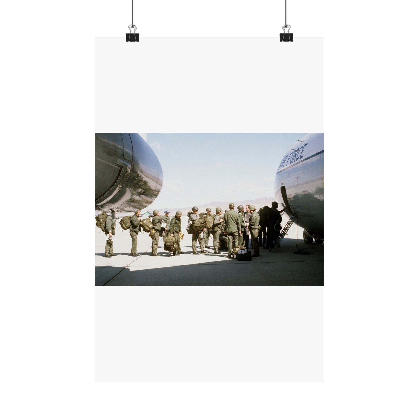 Troops embark a C-141 Starlifter aircraft during exercise Team Spirit (Coronet Spray) High Quality Matte Wall Art Poster for Home, Office, Classroom