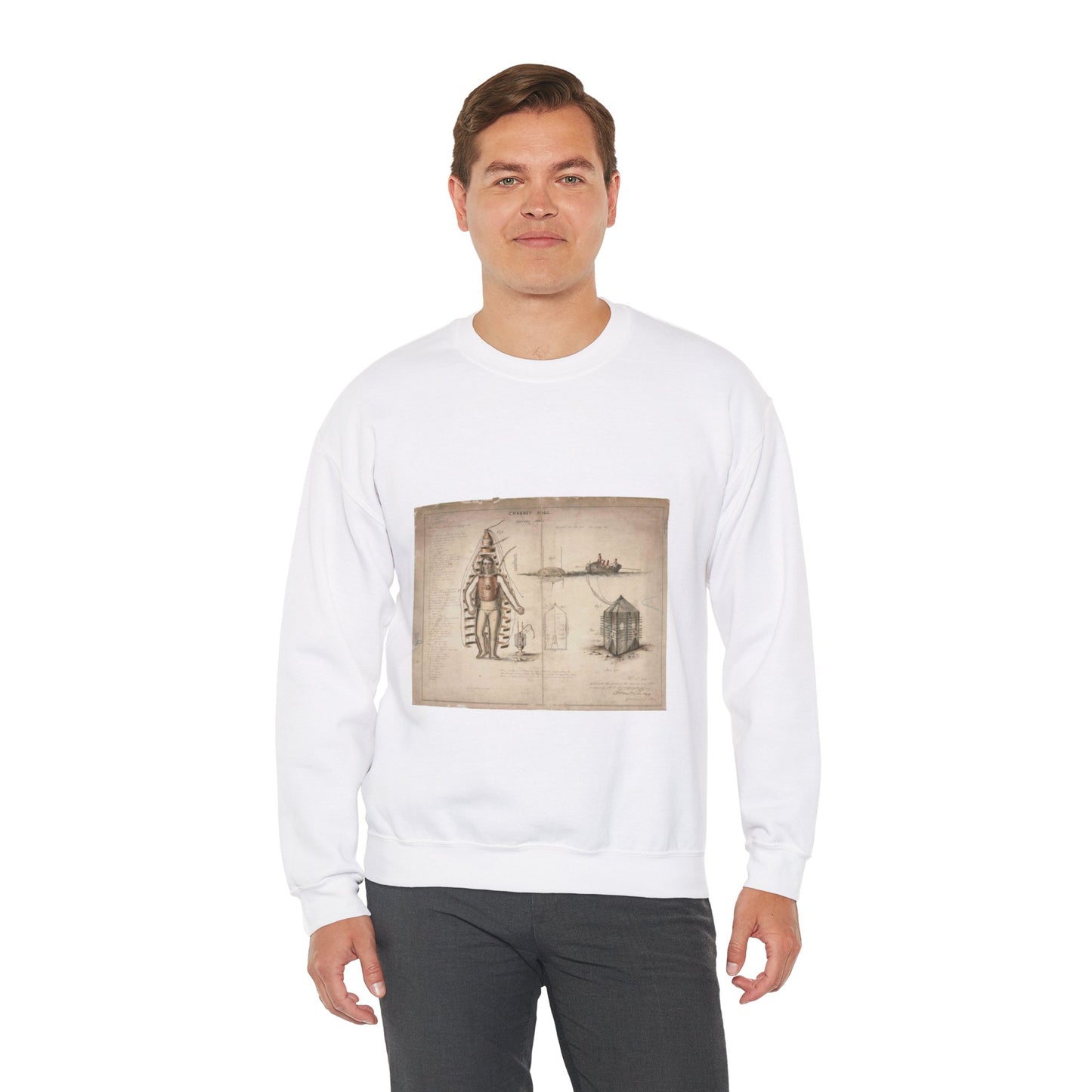 Patent drawing - Drawing of Diving Dress Public domain image White Heavy Blend Adult Crew Neck SweatShirt