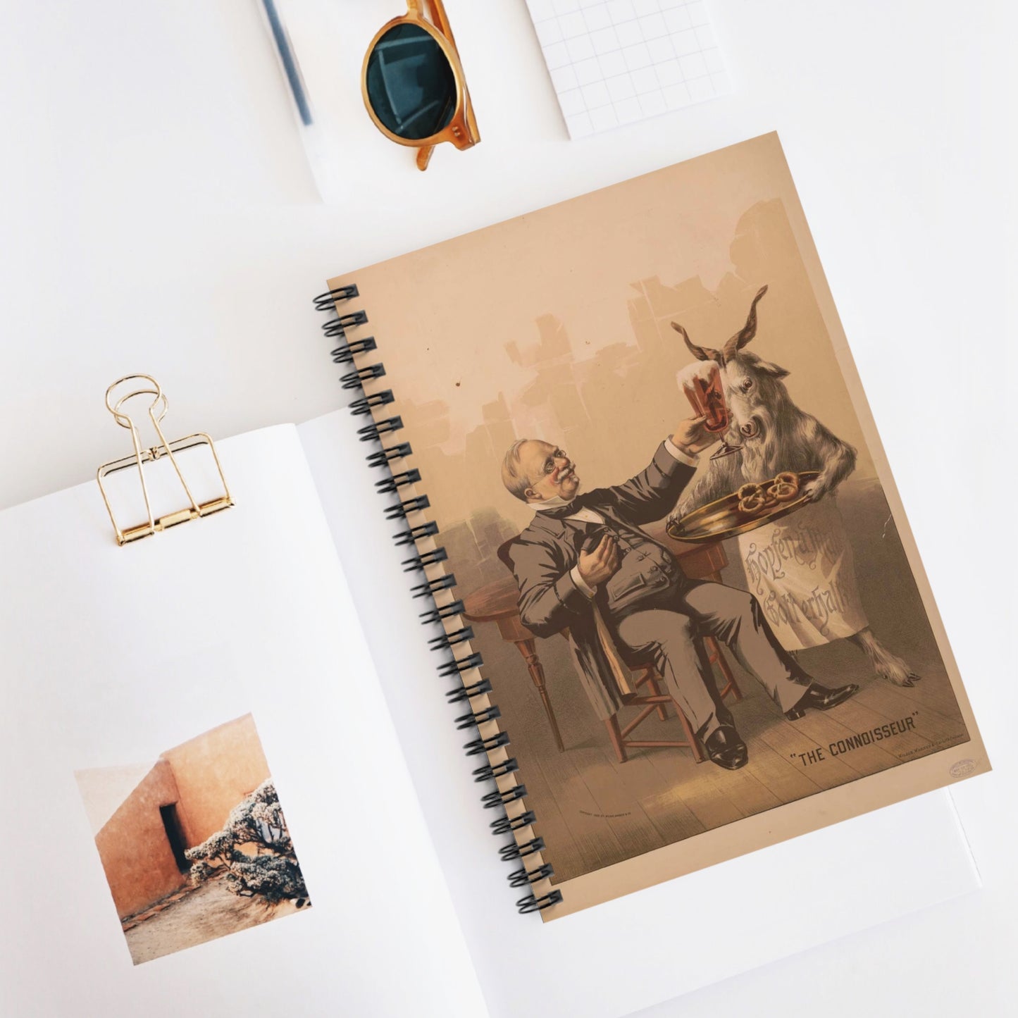 "The connoisseur" - Print, Library of Congress collection Spiral Bound Ruled Notebook with Printed Cover
