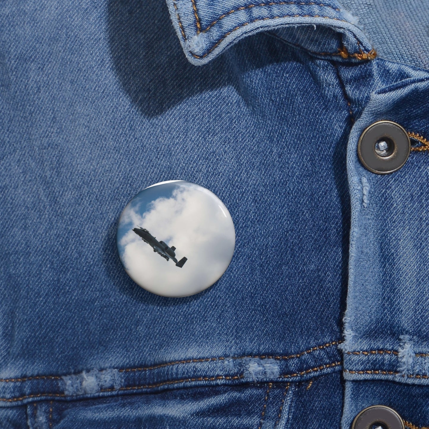 An A-10 Thunderbolt II assigned to the 51st Fighter Pin Buttons with Crisp Design