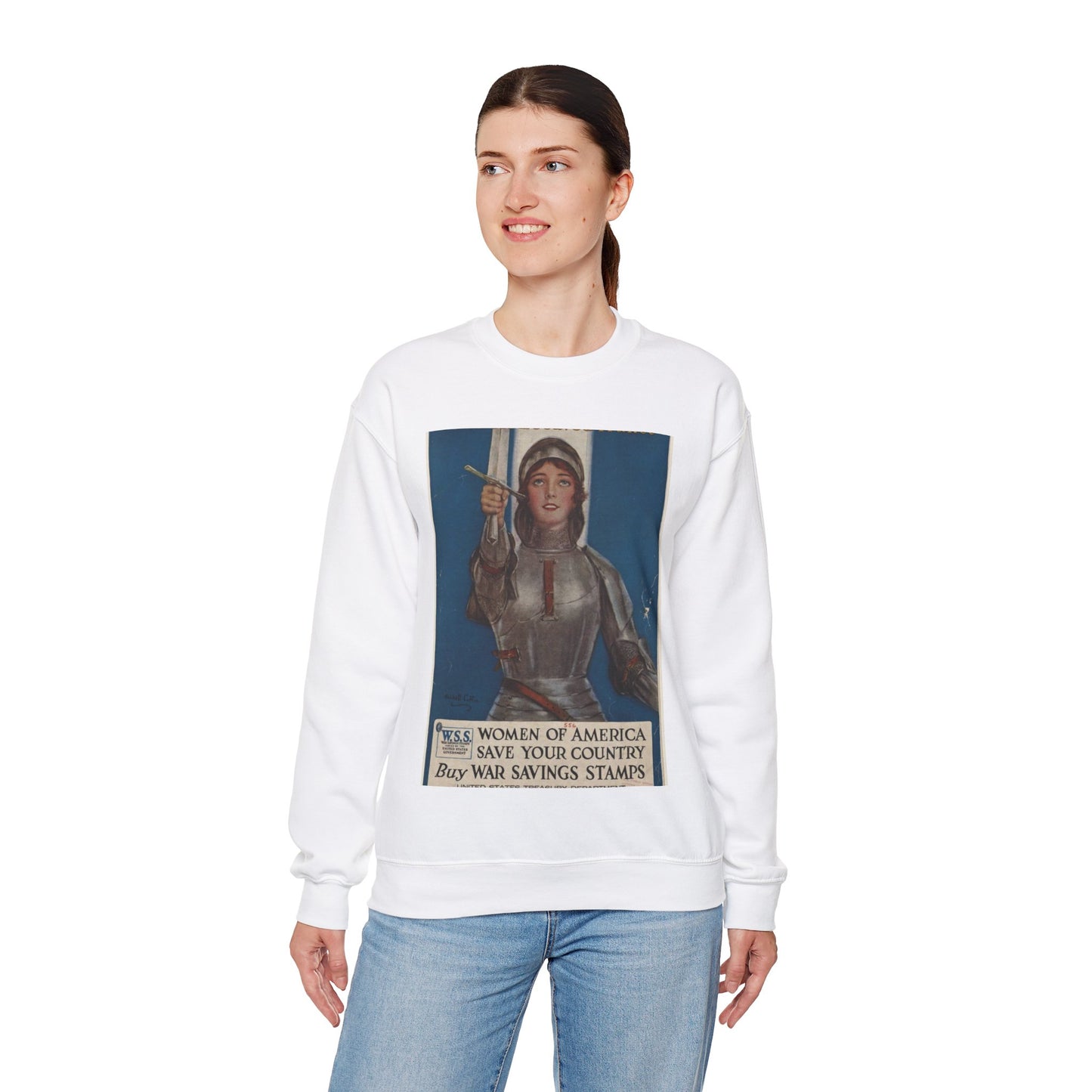 Joan of Arc Saved France White Heavy Blend Adult Crew Neck SweatShirt