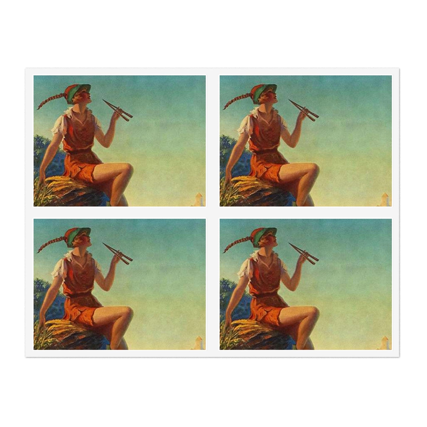 “Pipes of Pan”, print from painting by Edward Mason Eggleston, 1930 Laminated UV Protective Vinyl Stickers