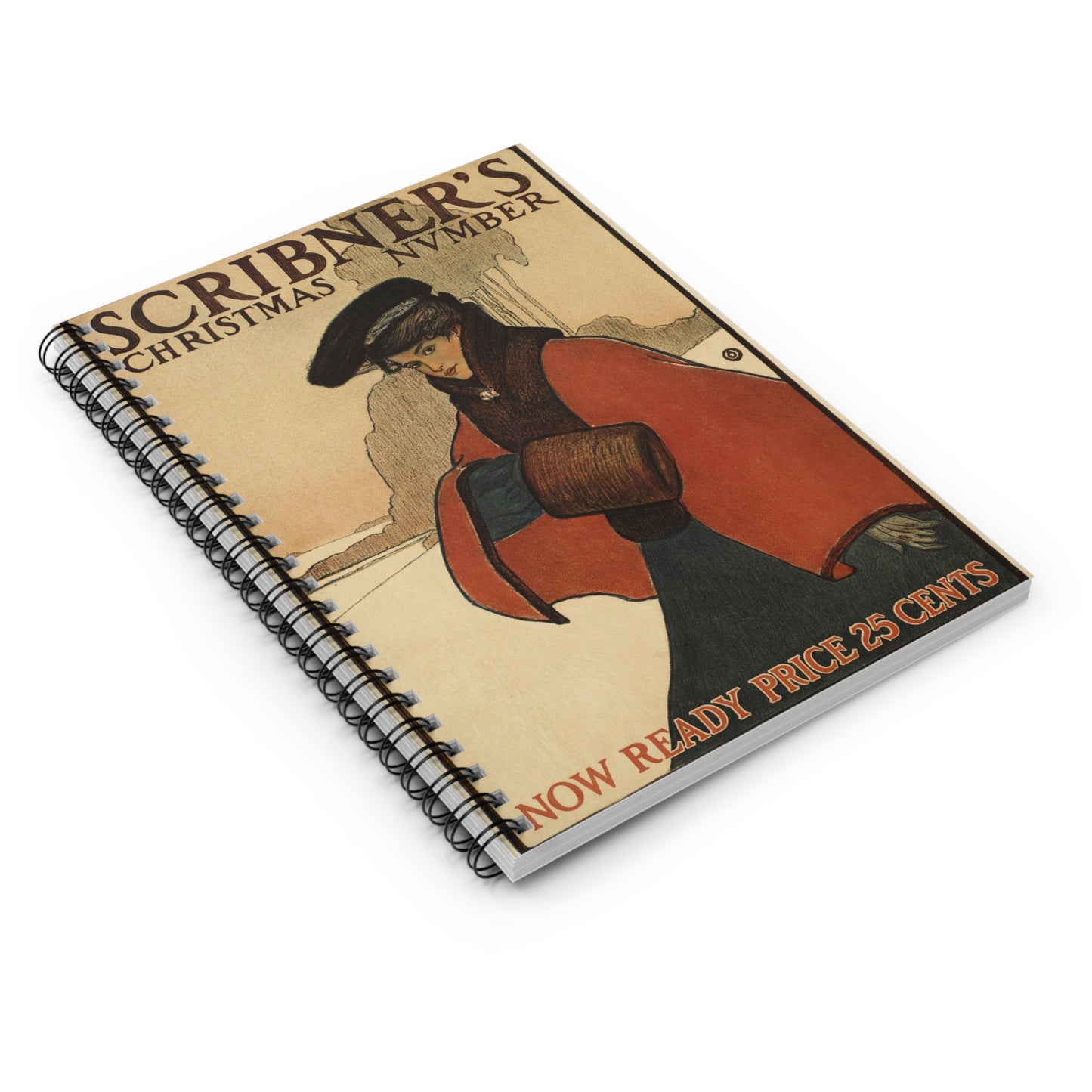 Poster - Scribner's Christmas number - Public domain lithograph Spiral Bound Ruled Notebook with Printed Cover