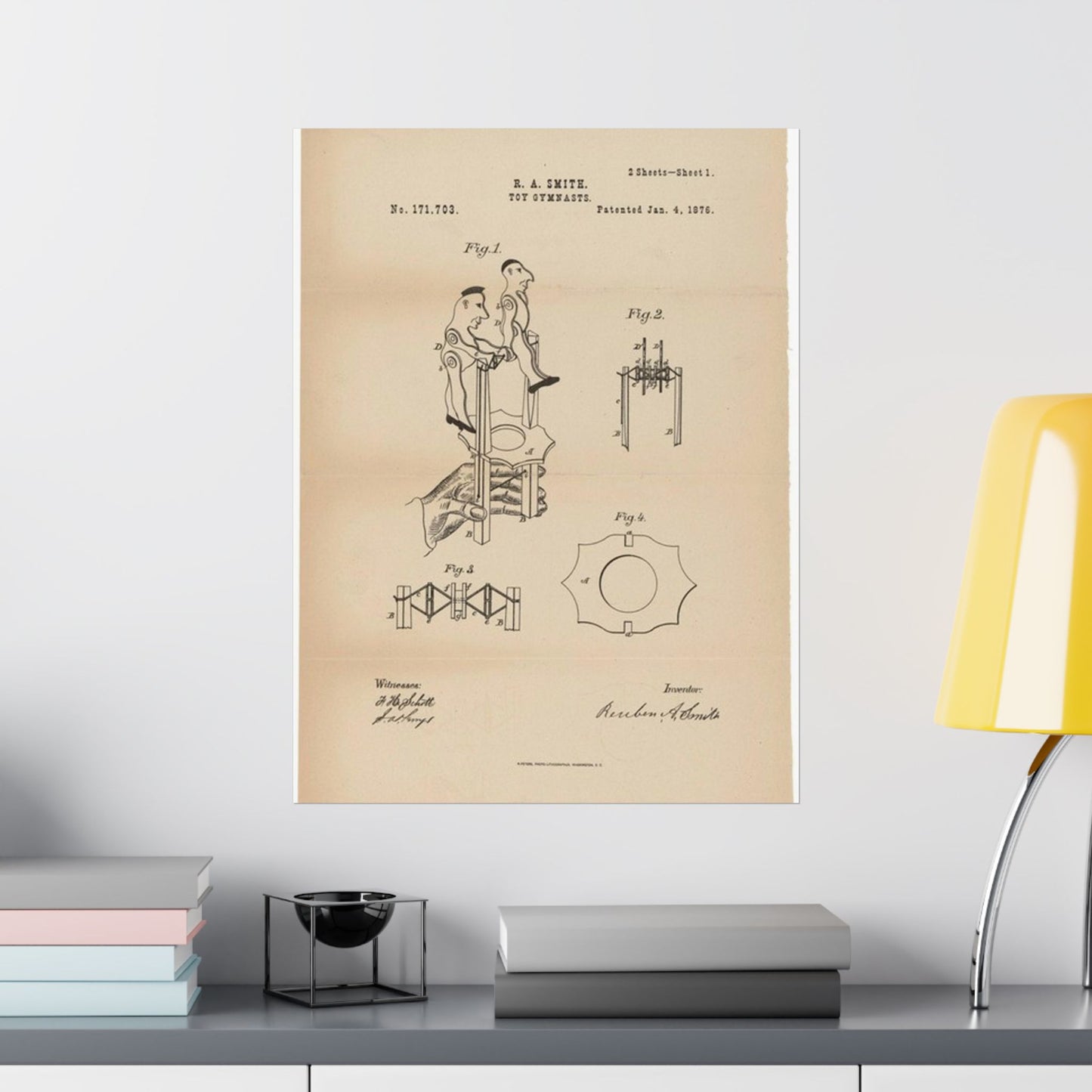 Patent drawing - for a Toy Gymnast Public domain image High Quality Matte Wall Art Poster for Home, Office, Classroom