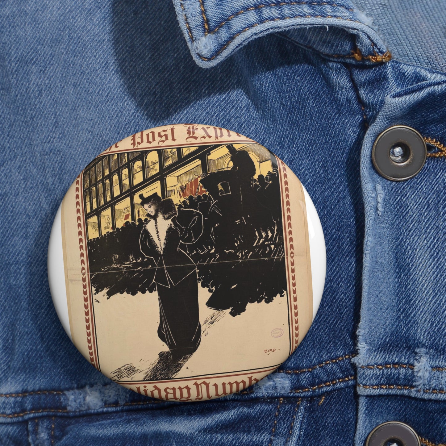 The post express, holiday number Pin Buttons with Crisp Design