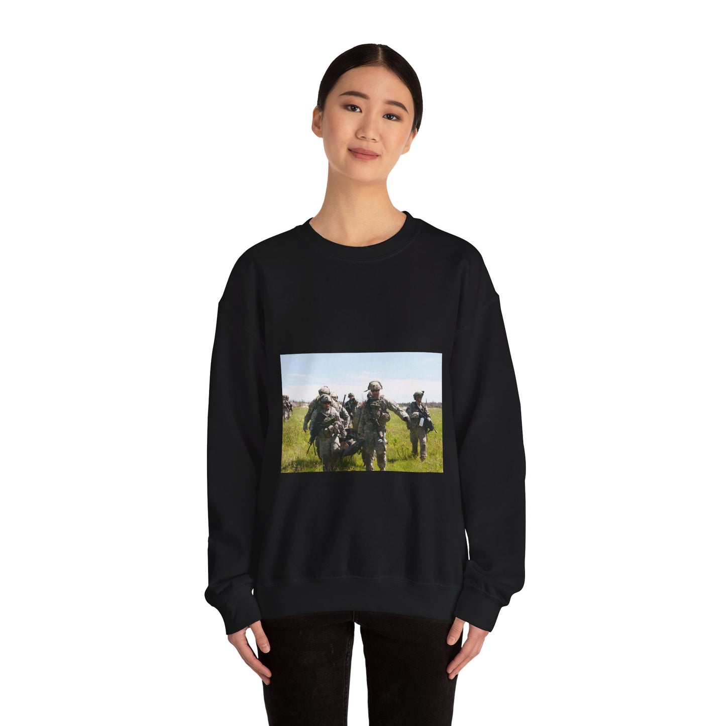 U.S. Army Sgt. Sean Fernandes (right), team leader, Black Heavy Blend Adult Crew Neck SweatShirt