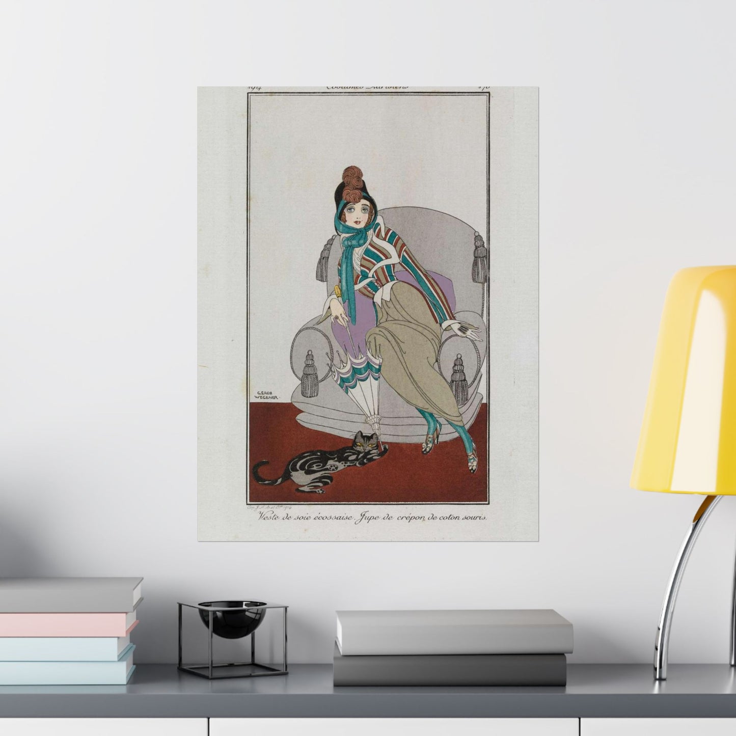 Jacket and skirt (Veste de soie écossaise. Jupe de crépon de coton souris) (CBL WEp 0946) High Quality Matte Wall Art Poster for Home, Office, Classroom