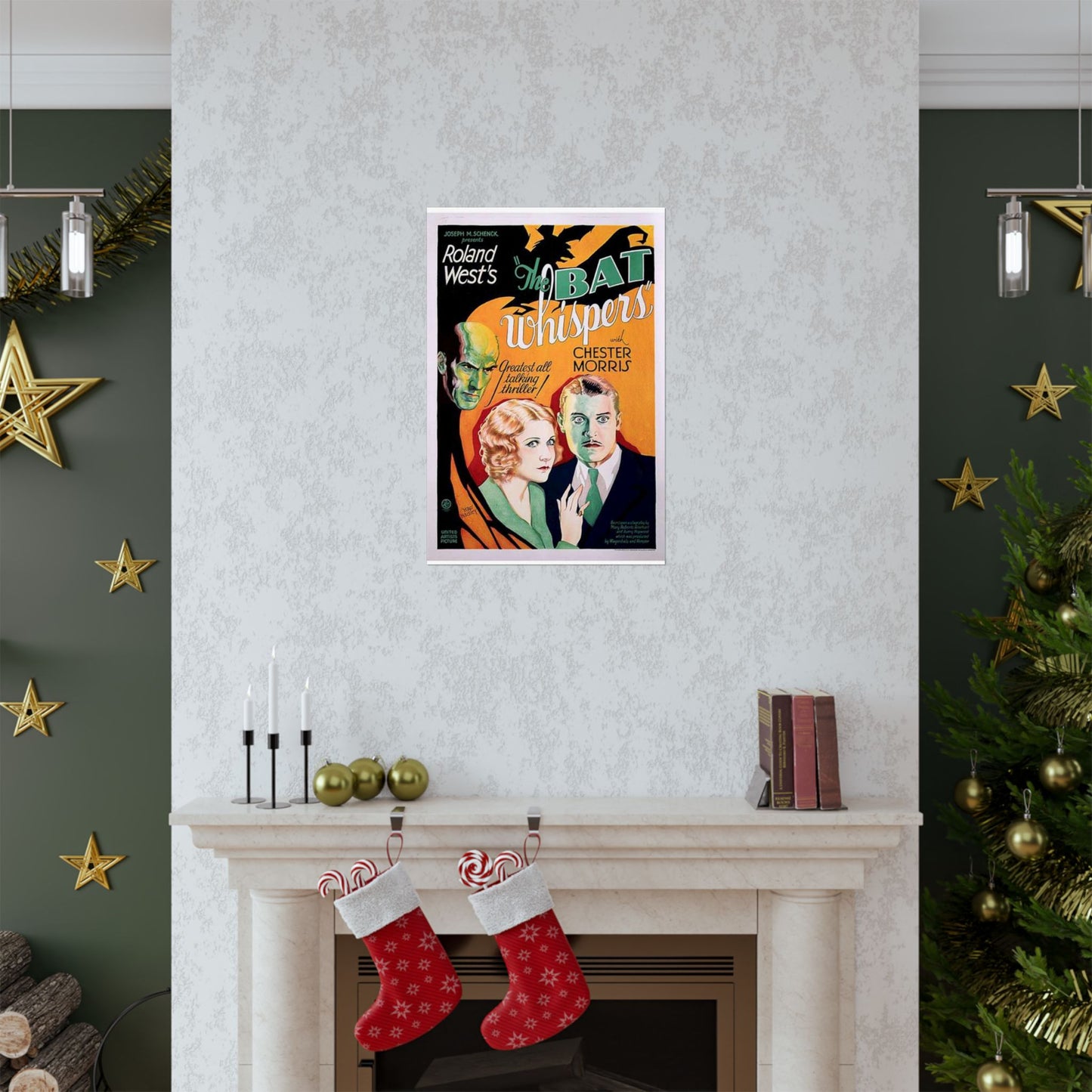 Batwhispers movie poster - Art Deco public domain image High Quality Matte Wall Art Poster for Home, Office, Classroom