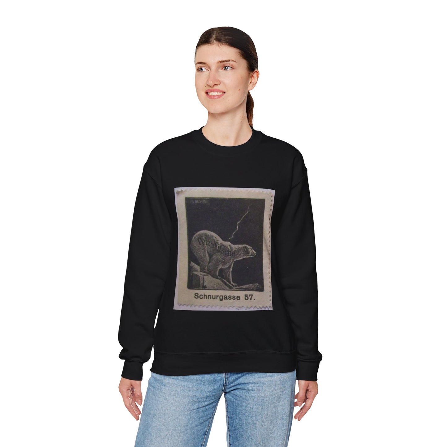Pelz-Nitsche, Schnurgasse (Werbemarke) - postal stamp Black Heavy Blend Adult Crew Neck SweatShirt