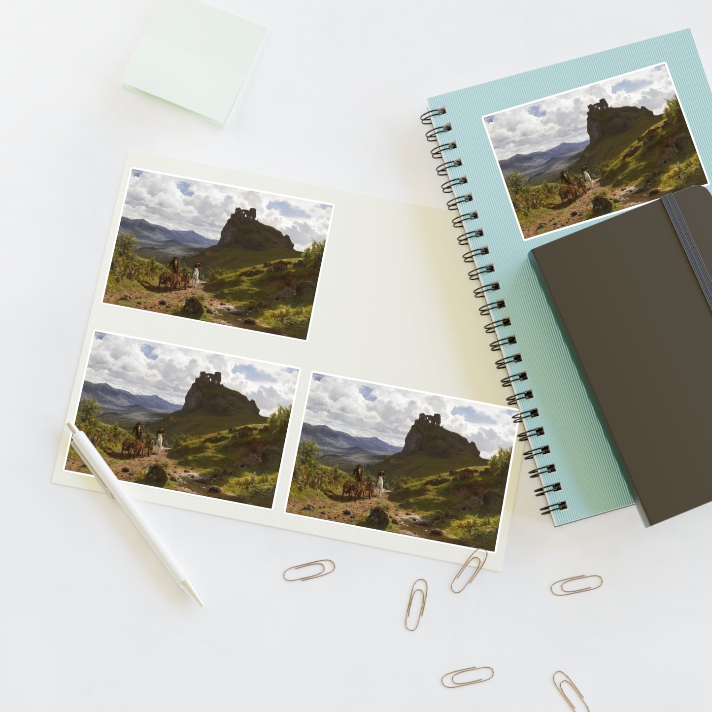 Auguste Bonheur - Les ruines du château d'Apchon Laminated UV Protective Vinyl Stickers