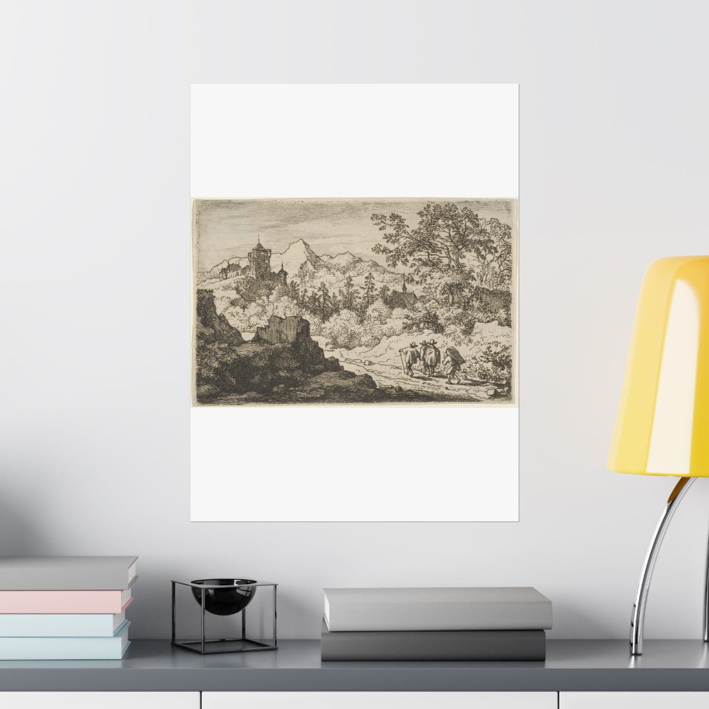 The Three Men and the Porter - Public domain dedication. Metropolitan Museum of Art image. High Quality Matte Wall Art Poster for Home, Office, Classroom