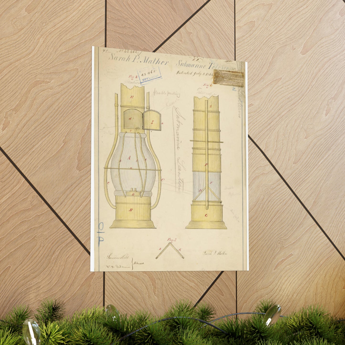 Patent drawing - Drawing of Submarine Telescope Public domain image High Quality Matte Wall Art Poster for Home, Office, Classroom