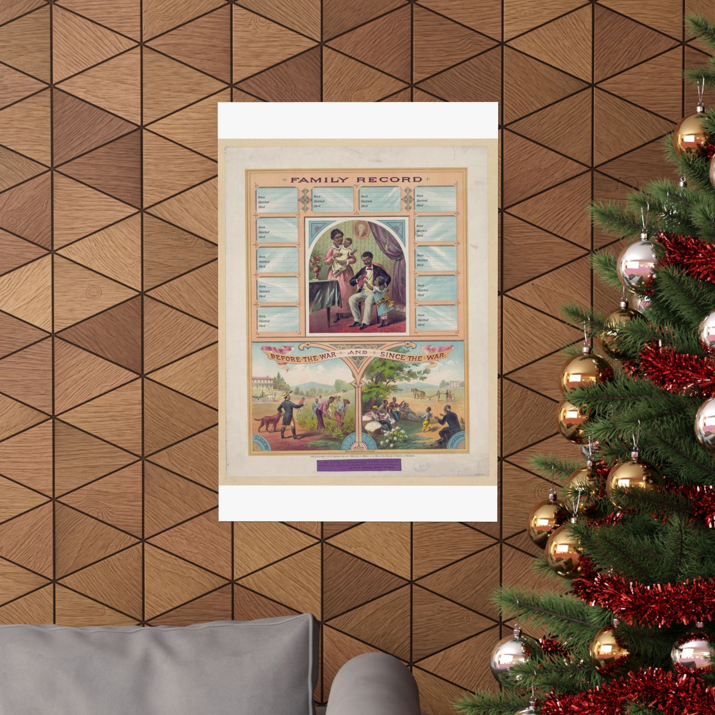 Family record. Before the war and since the war / Krebs Lithographing Company, Cincinnati. High Quality Matte Wall Art Poster for Home, Office, Classroom